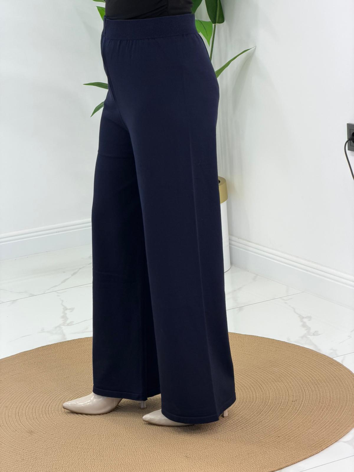 Lacivert Triko Bol Paça Pantalon