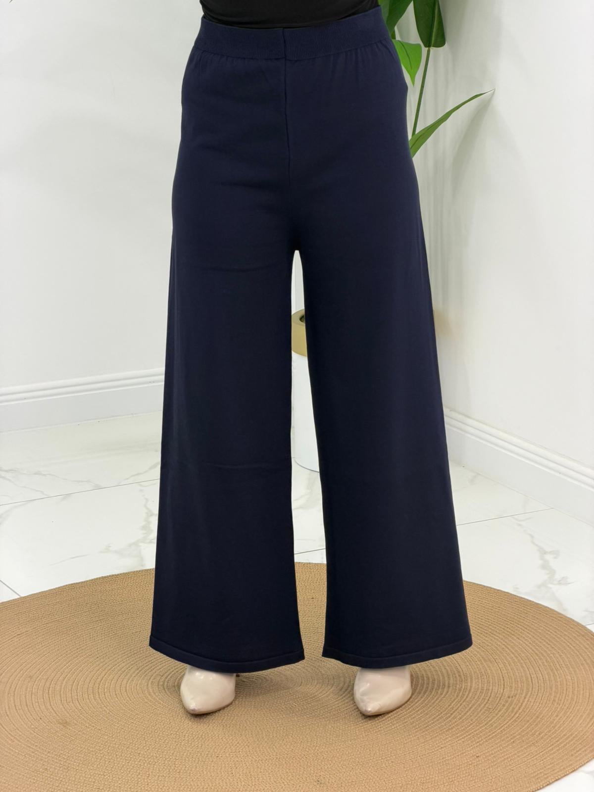 Lacivert Triko Bol Paça Pantalon
