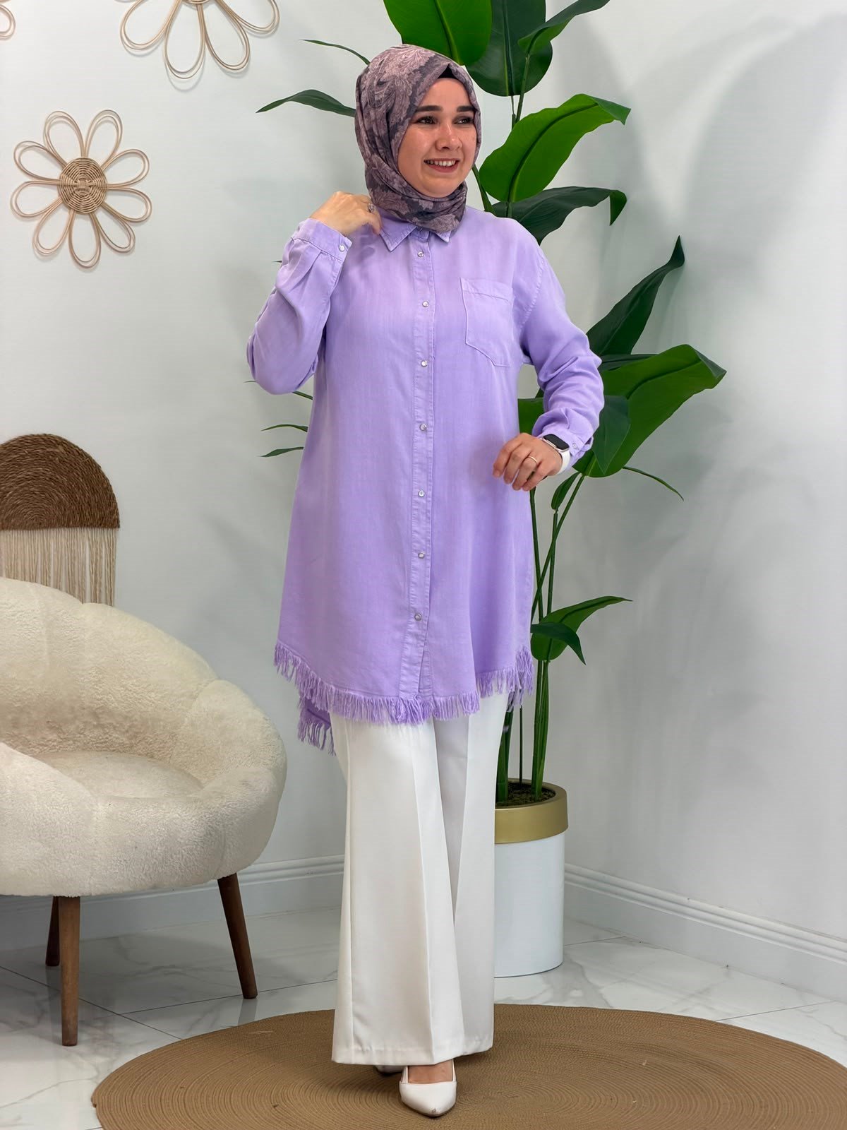 Lila Tensel Tunik