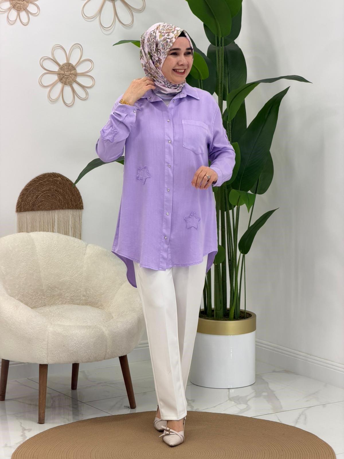 Lila Yıldız Tensel Tunik