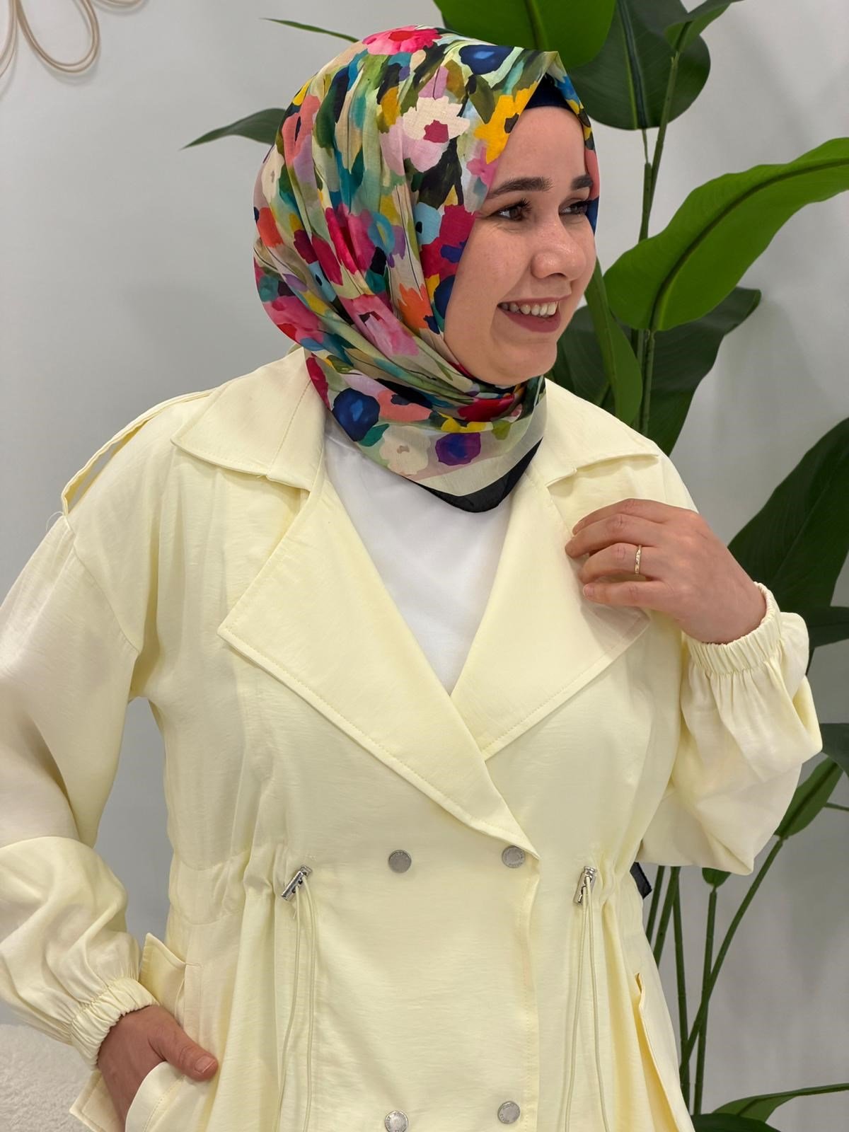 Limon Sarısı Lavinya Çıttçıtlı Ceket