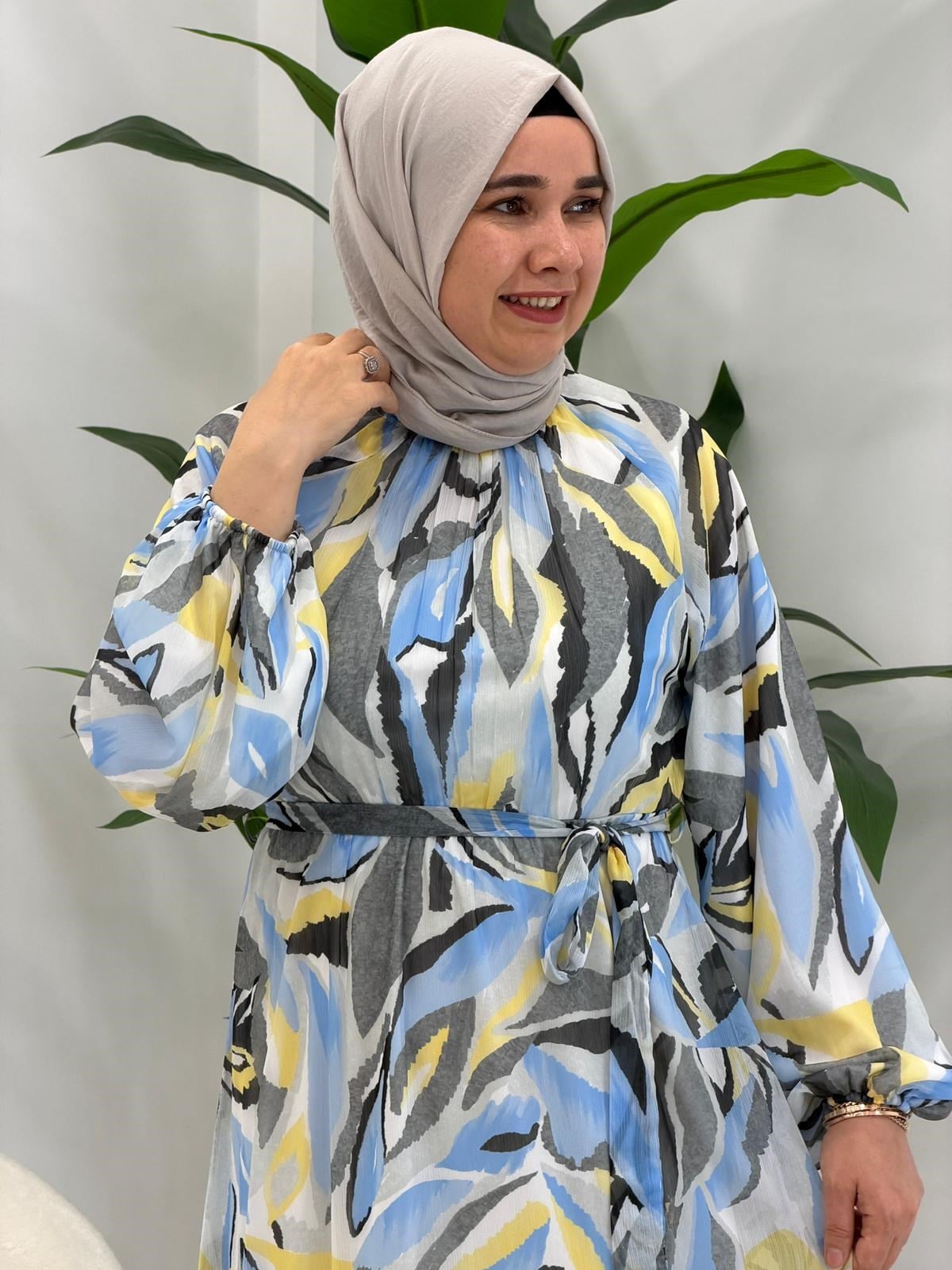 Mavi Şifon Elbise