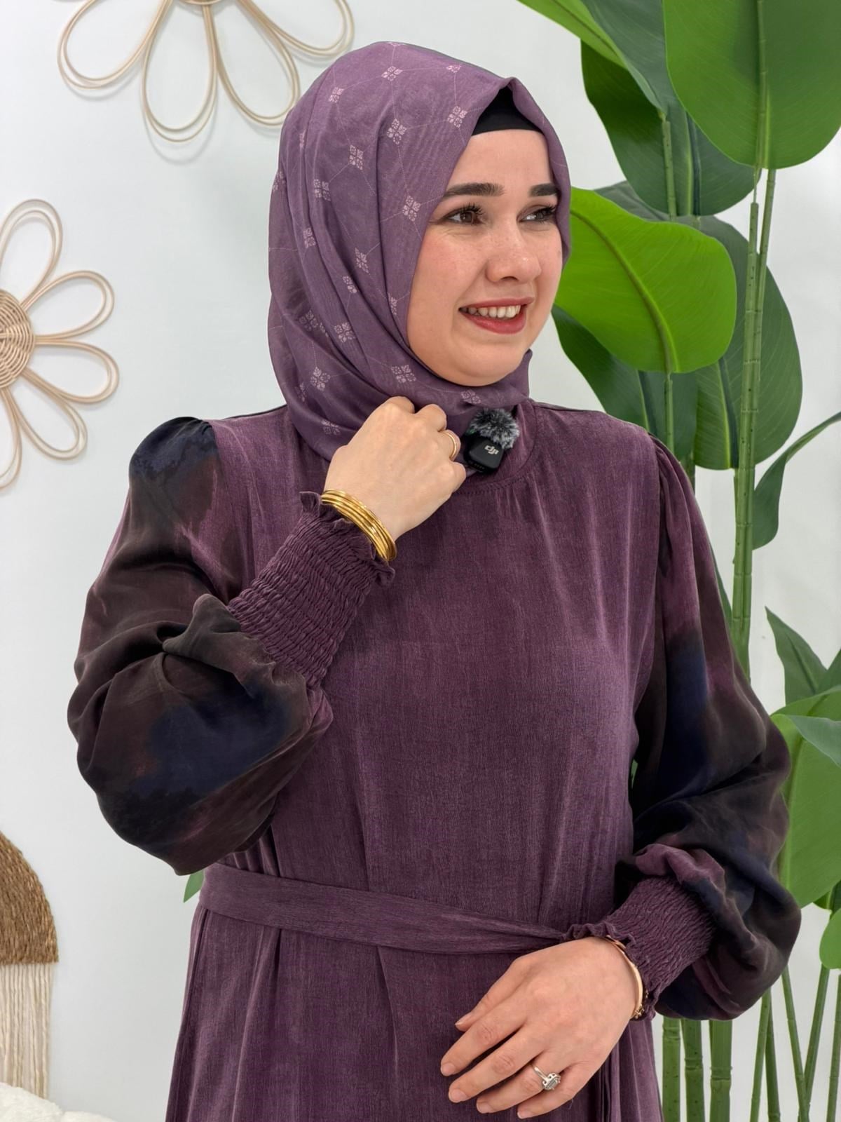 Mürdüm İpek Cupra Elbise