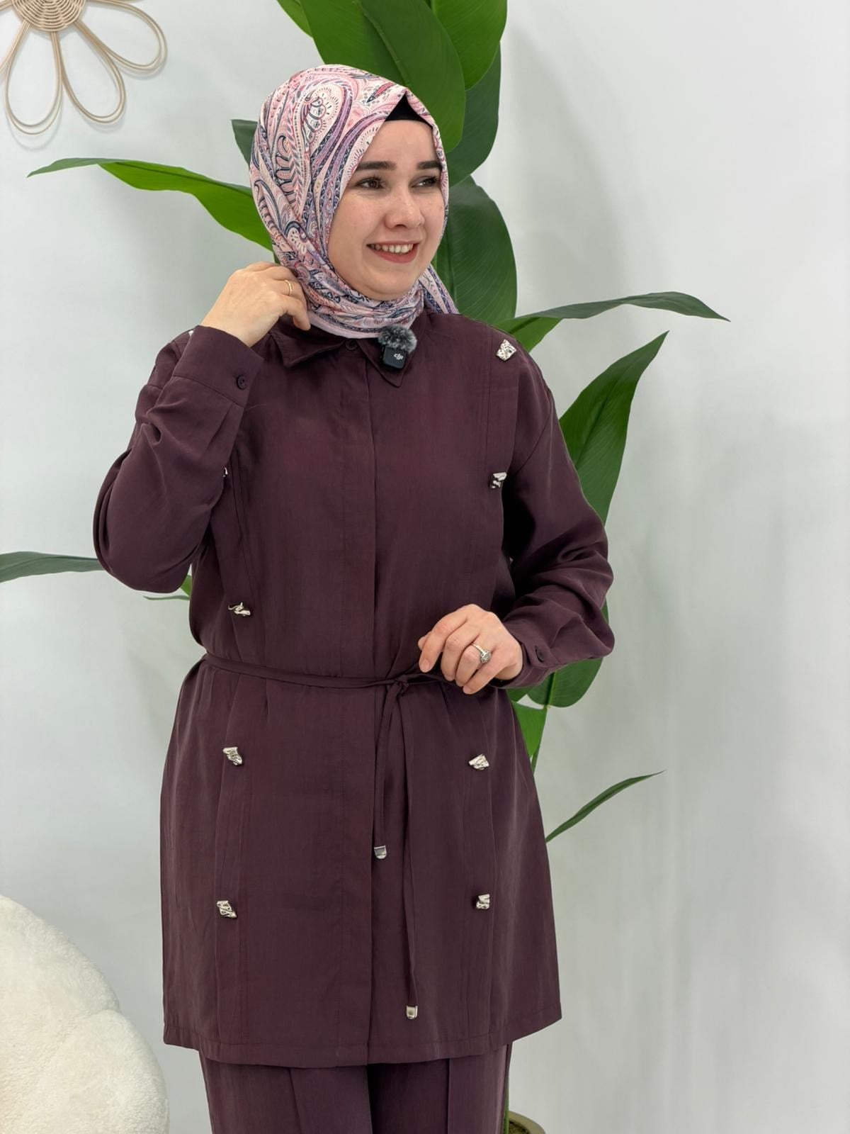 Mürdüm Zümrüt Pantolonlu Takım