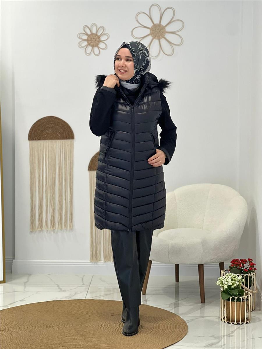 Parlak Siyah Şişme Yelek