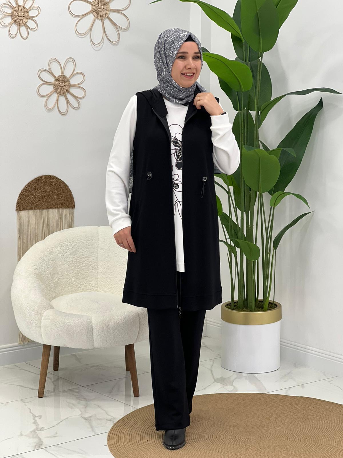 Siyah Modal Yelekli Takım