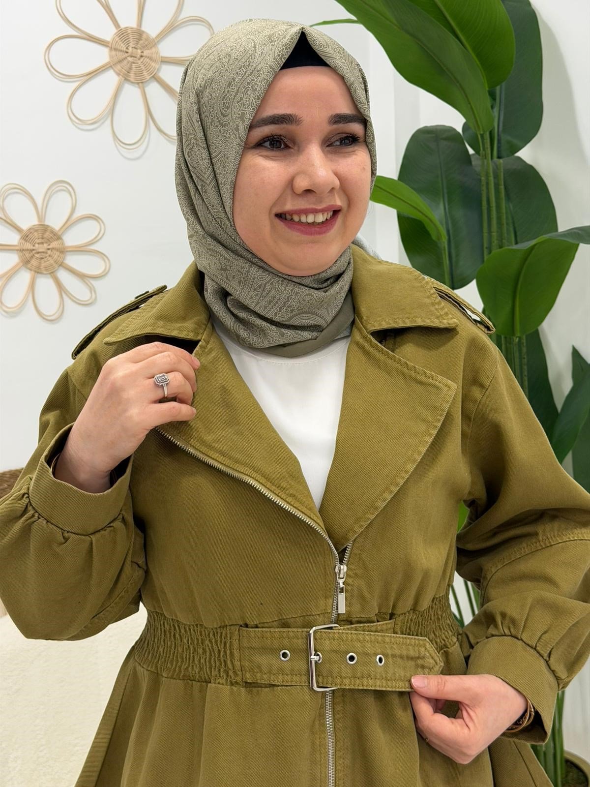 Yağ Yeşili Sena Ceket