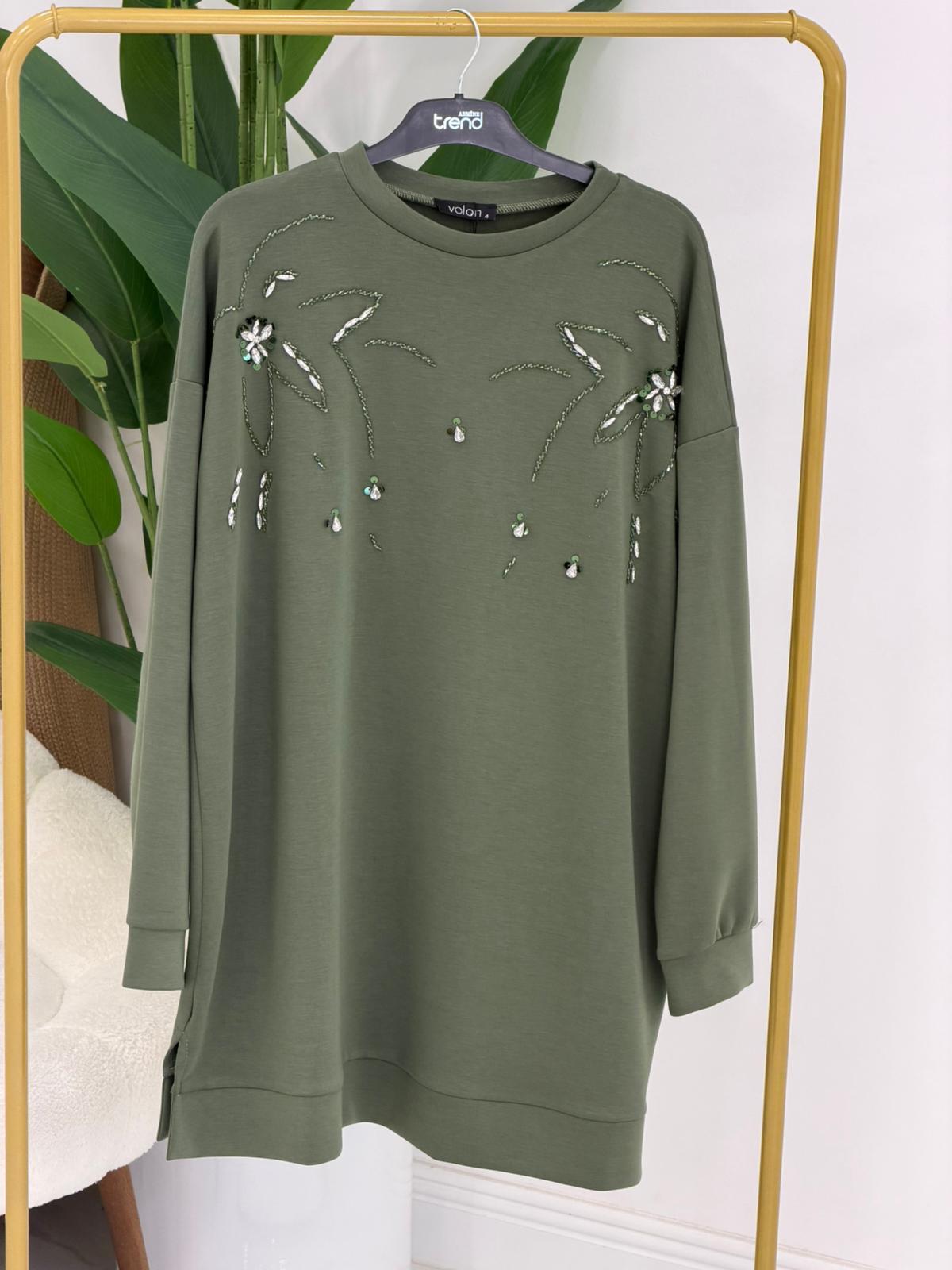Yeşil Taşlı Sweat