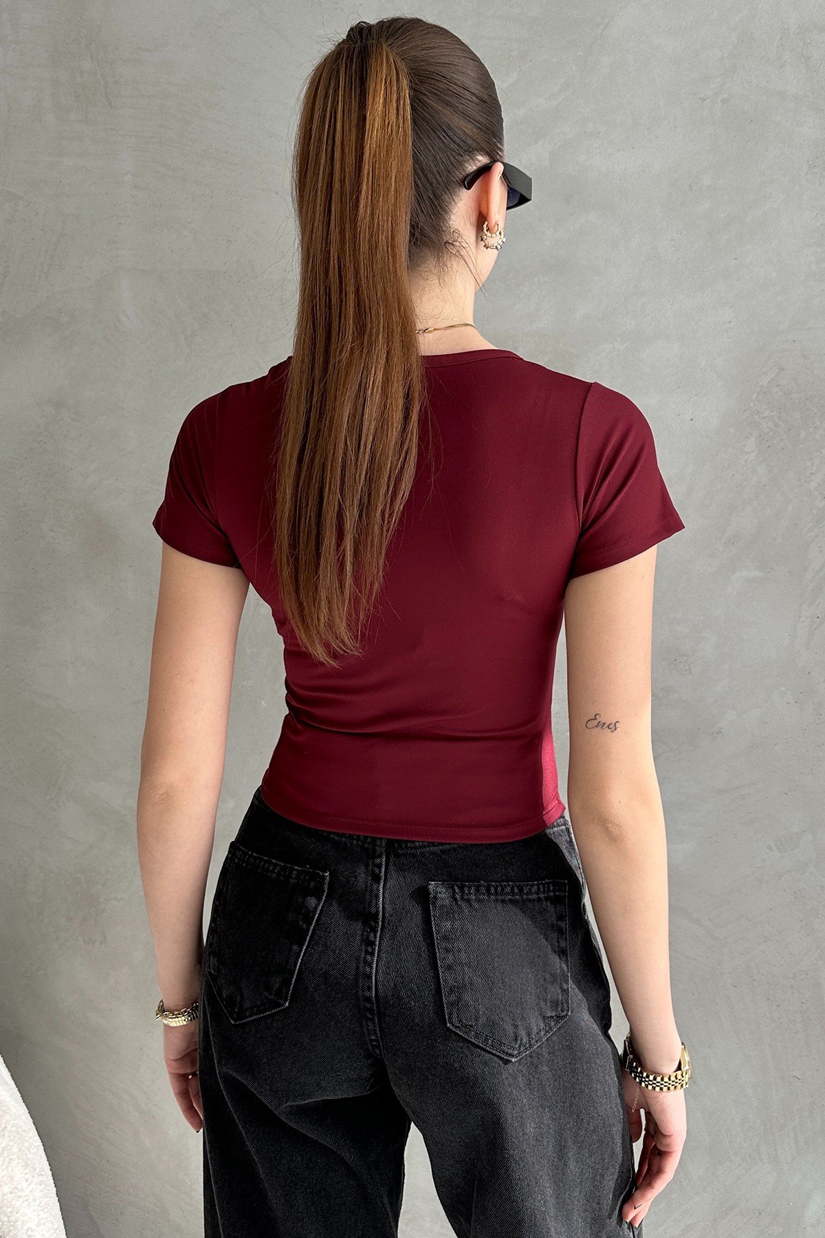Bordo Dalgıç Kumaş Body