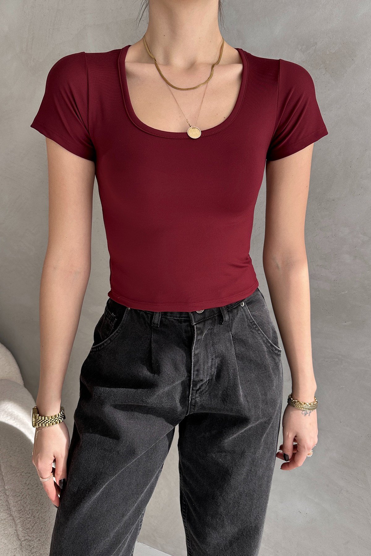 Bordo Dalgıç Kumaş Body