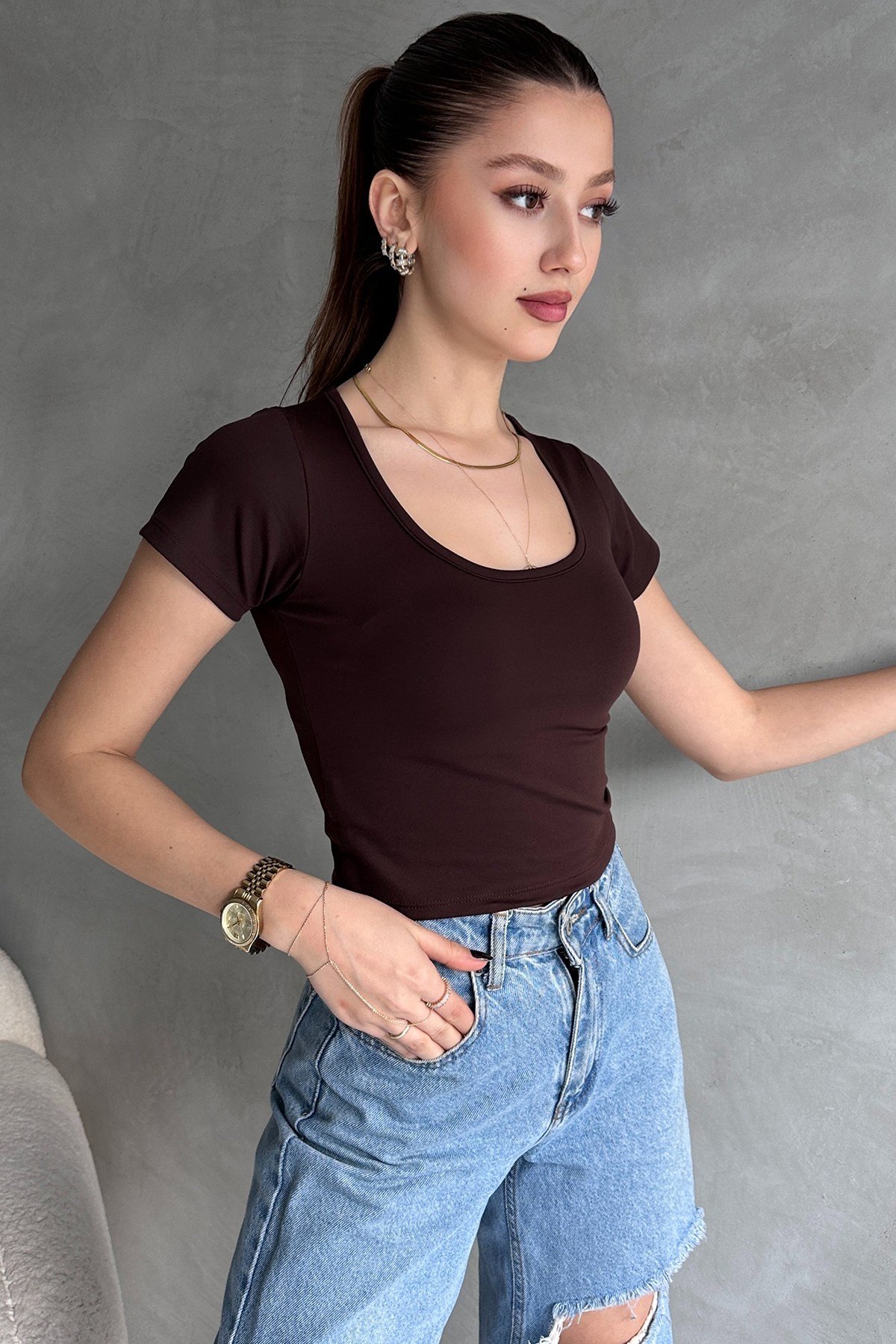 Bordo Dalgıç Kumaş Body