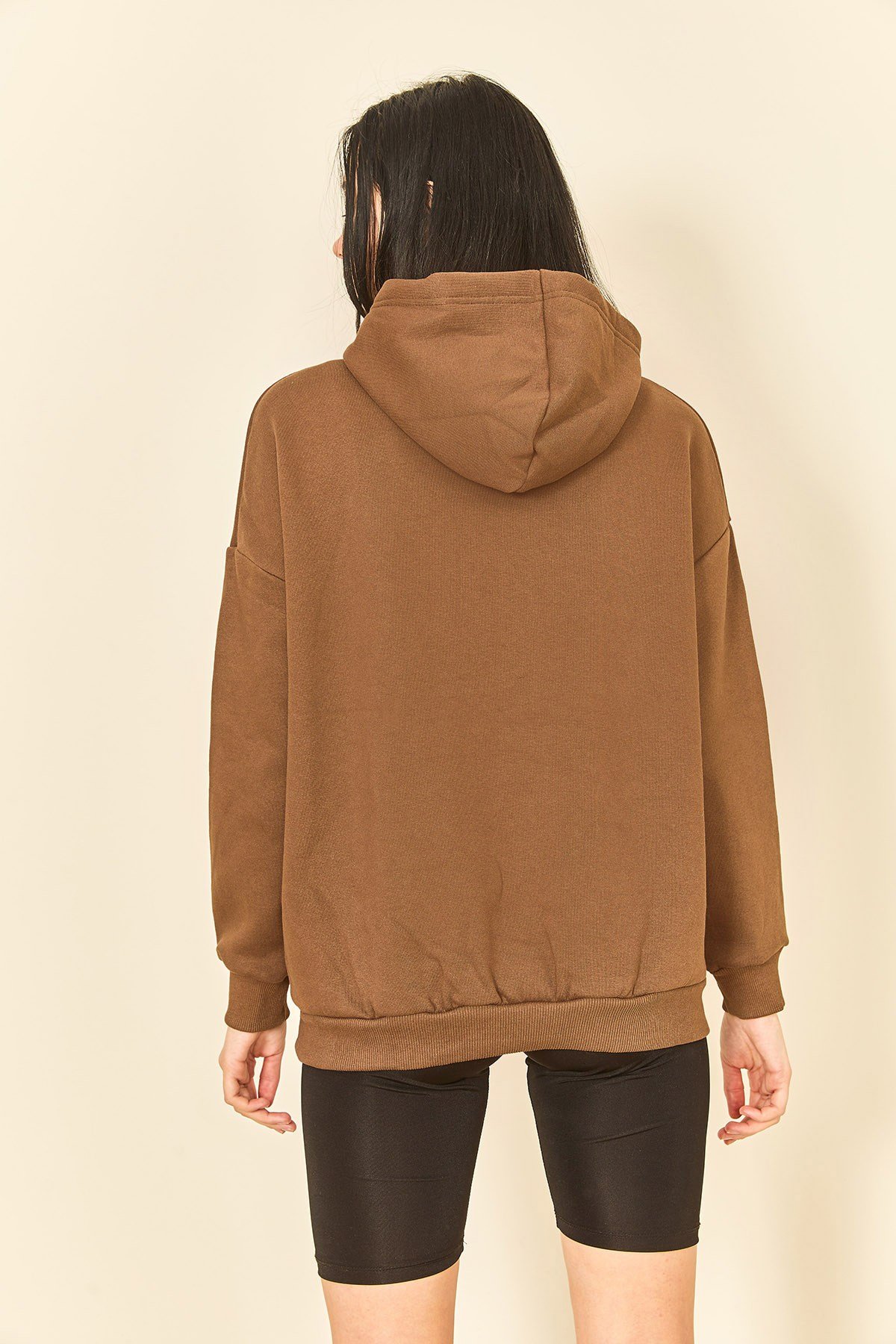 Çimen Yeşili Üç İplik Kanguru Cep Kadın Sweatshirt