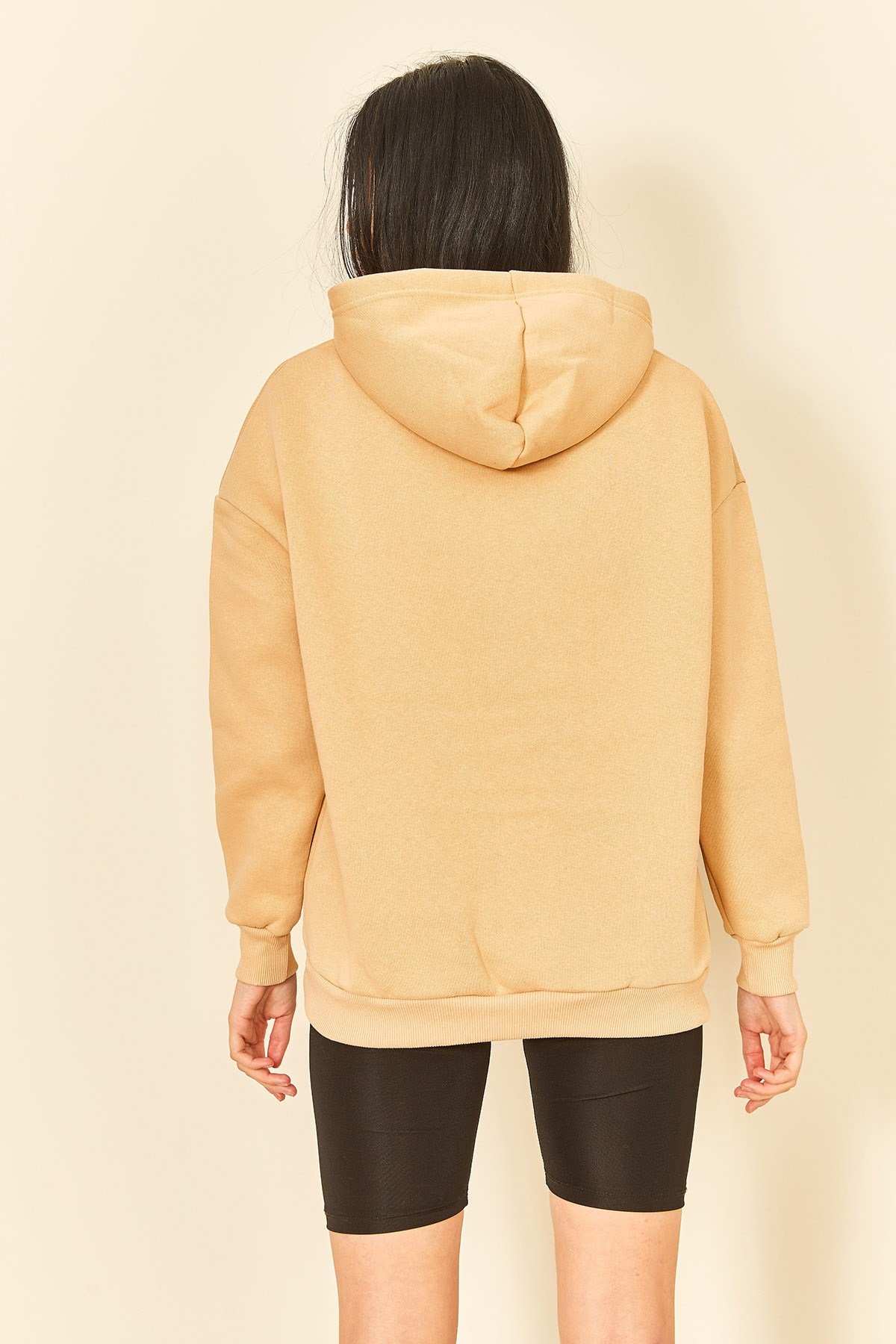 Çimen Yeşili Üç İplik Kanguru Cep Kadın Sweatshirt