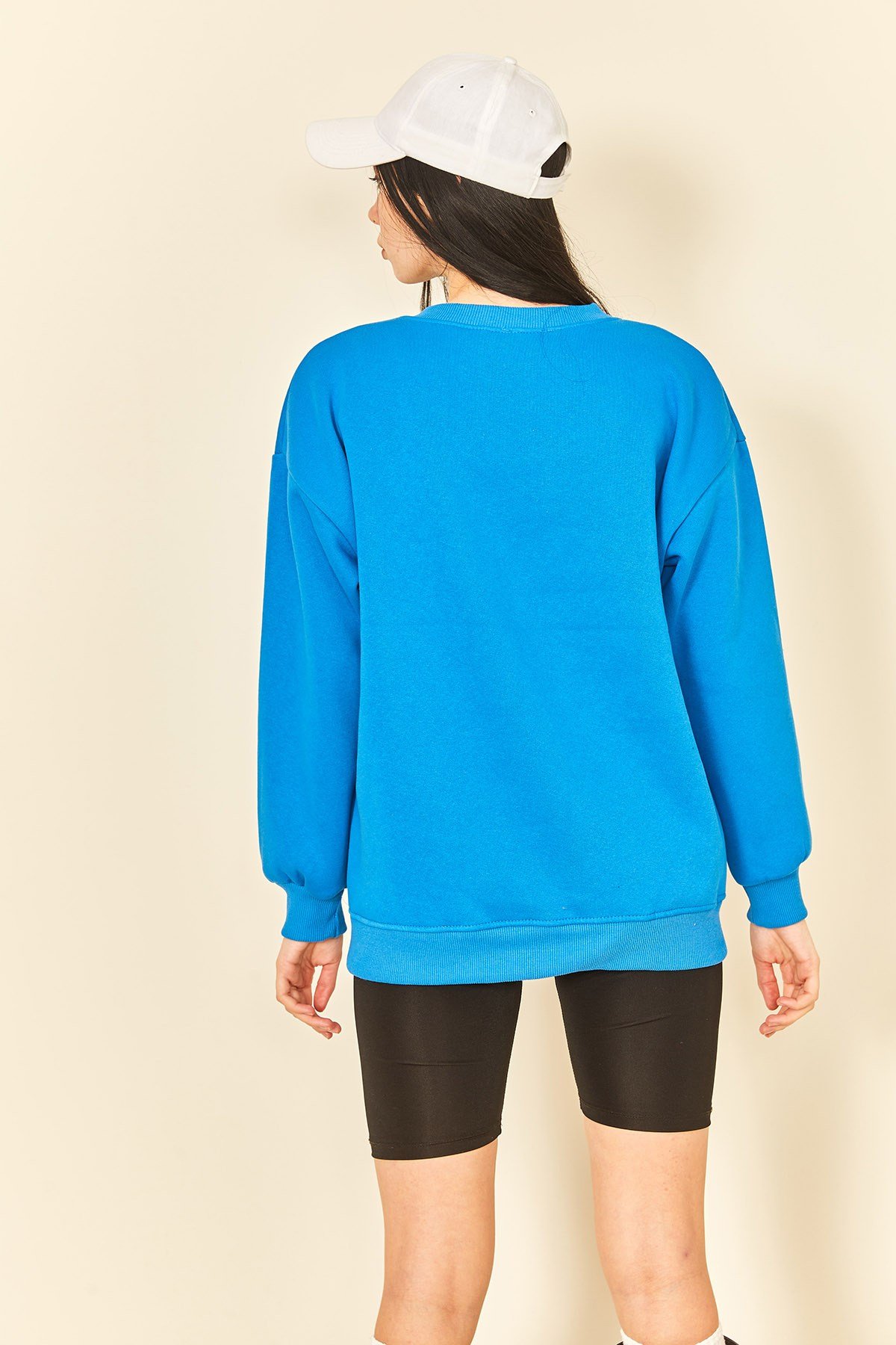 Fuşya Nakış Detaylı Üç İplik Kadın Sweatshirt