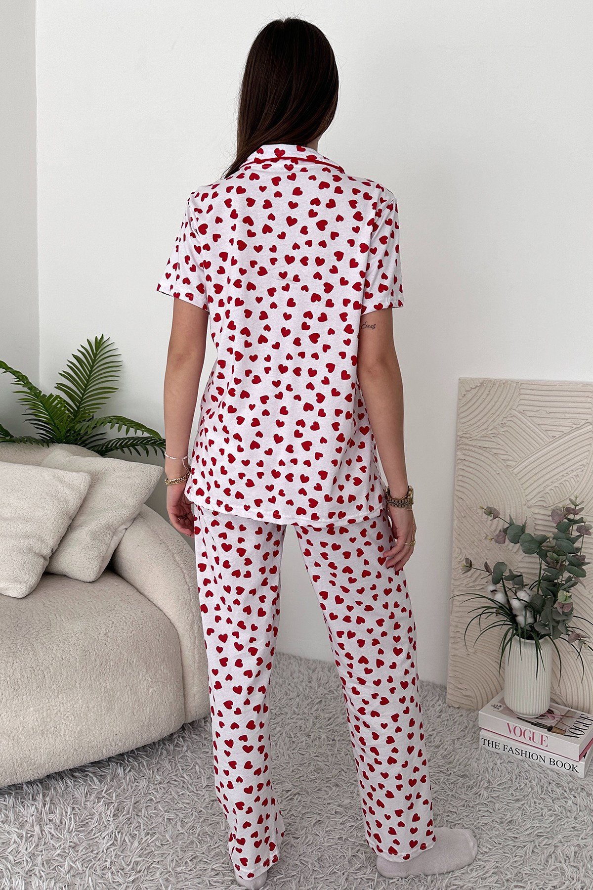 Gri Pamuklu Kadın Pijama Takımı