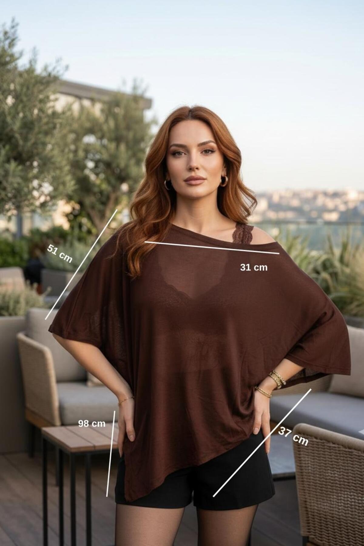 Kadın Asimetrik Transparan Panço