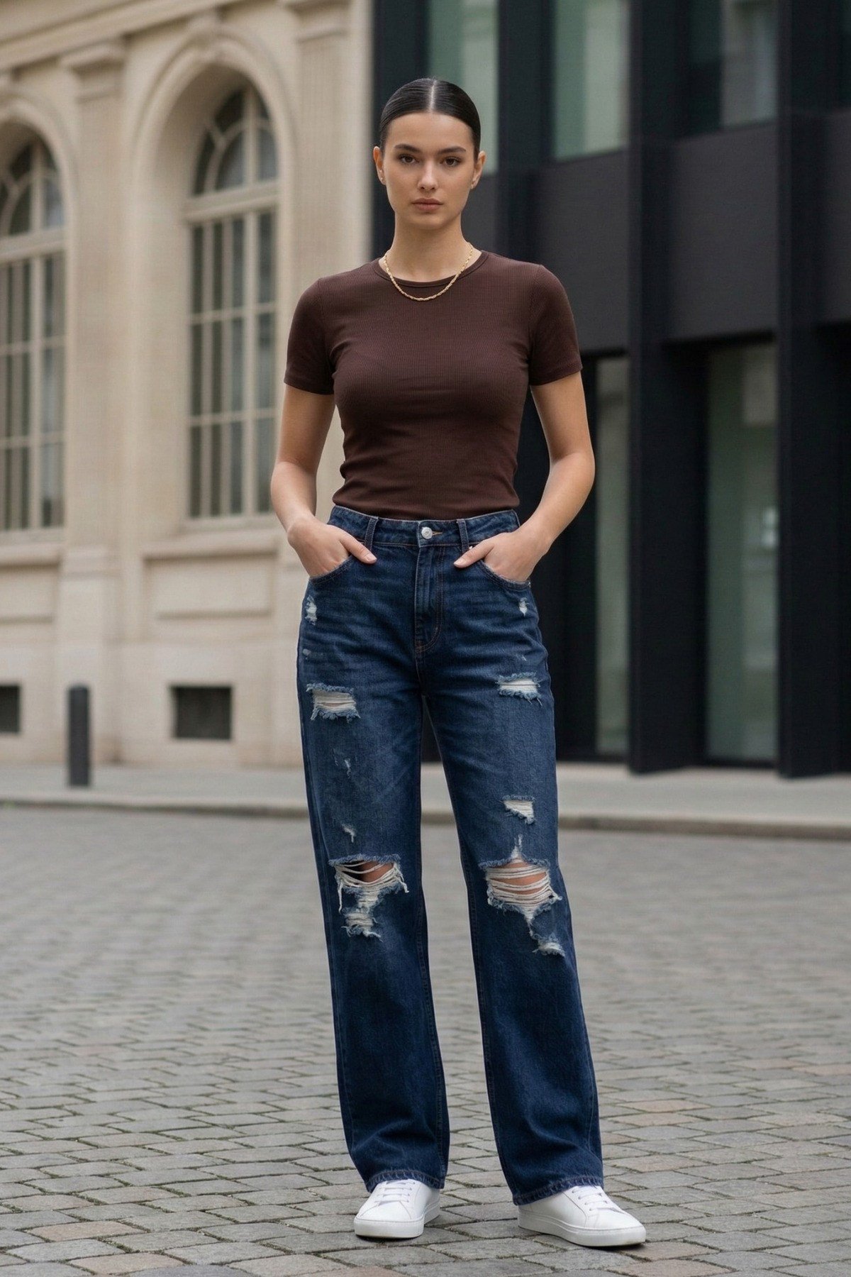 Kadın Bisiklet Yaka Kısa Kollu Basic Buzzy Body
