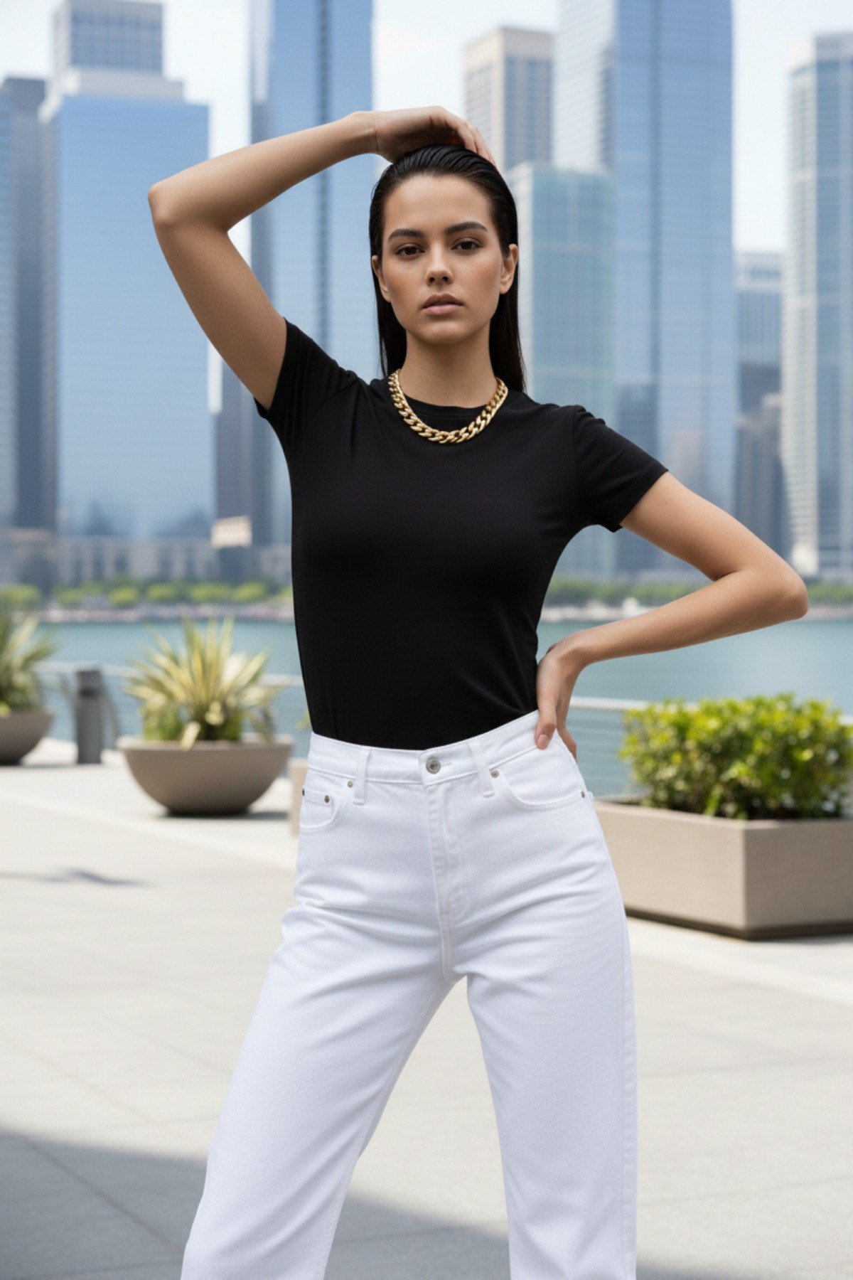 Kadın Bisiklet Yaka Kısa Kollu Basic Buzzy Body