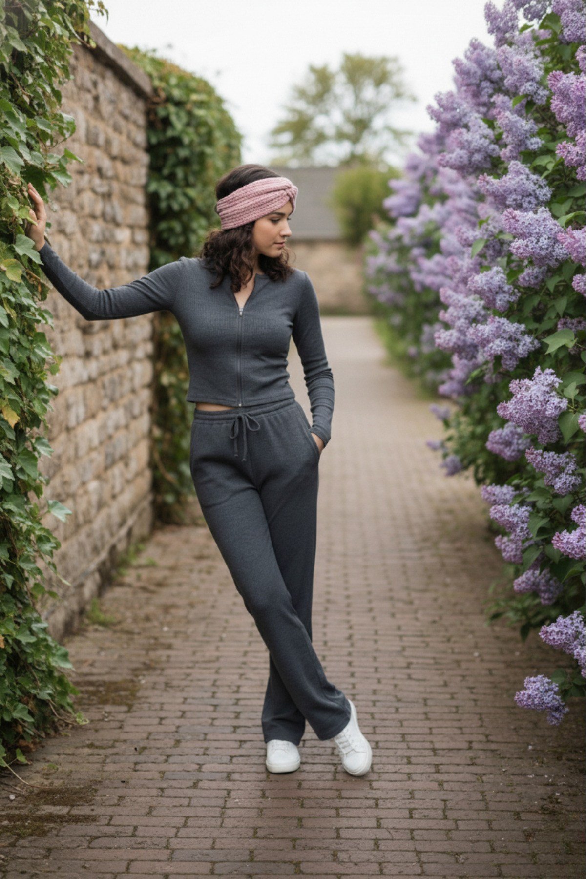Kadın Fermuarlı Crop Ceket Pantolon İkili Takım