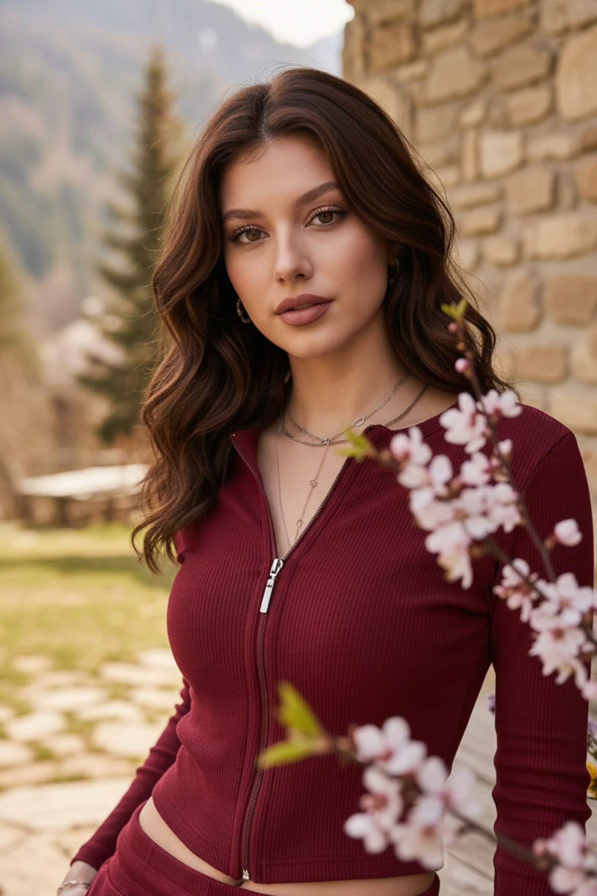 Kadın Fermuarlı Crop Ceket Pantolon İkili Takım