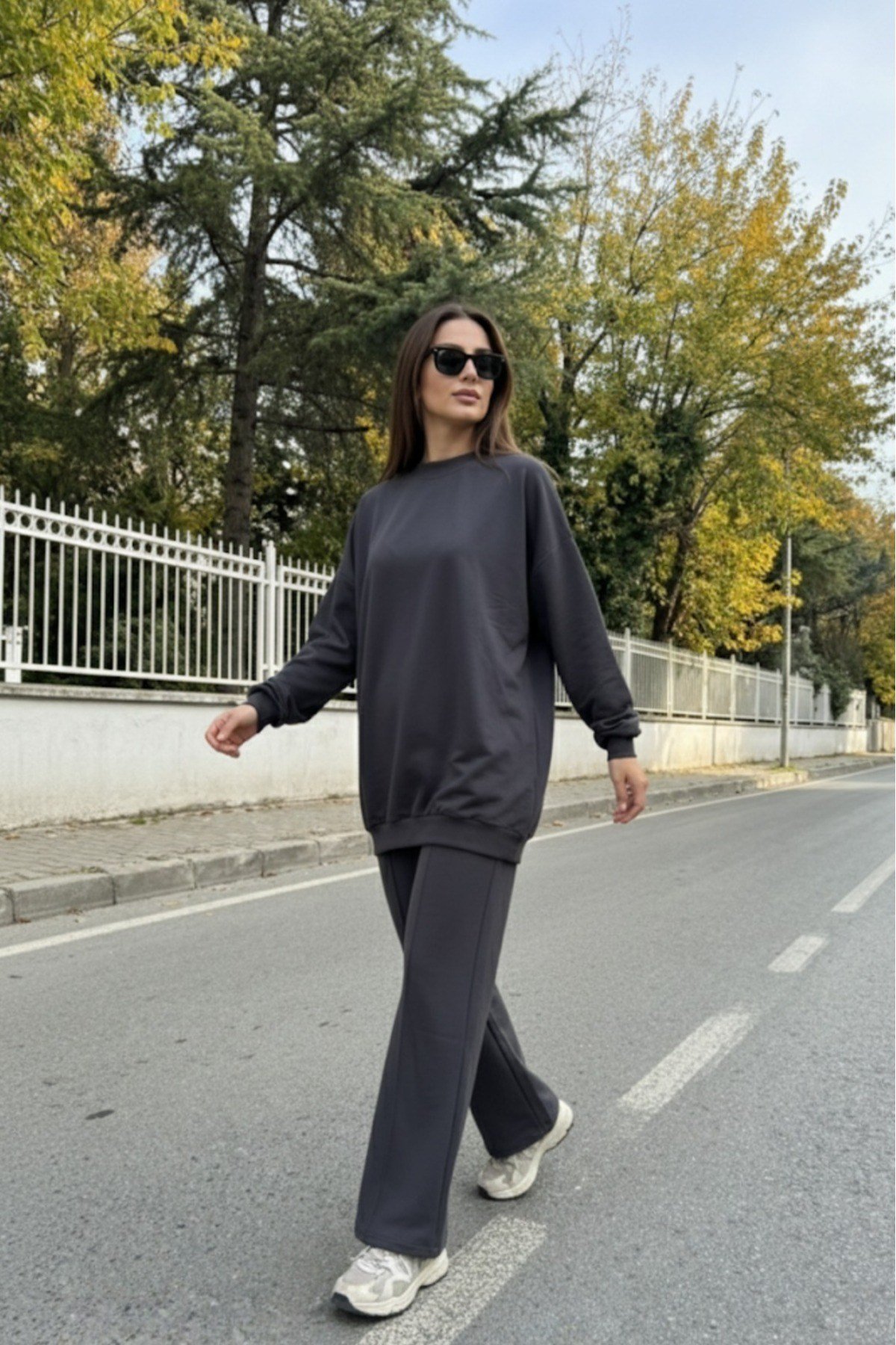 Kadın İki İplik Çımalı Oversize Eşofman Takım