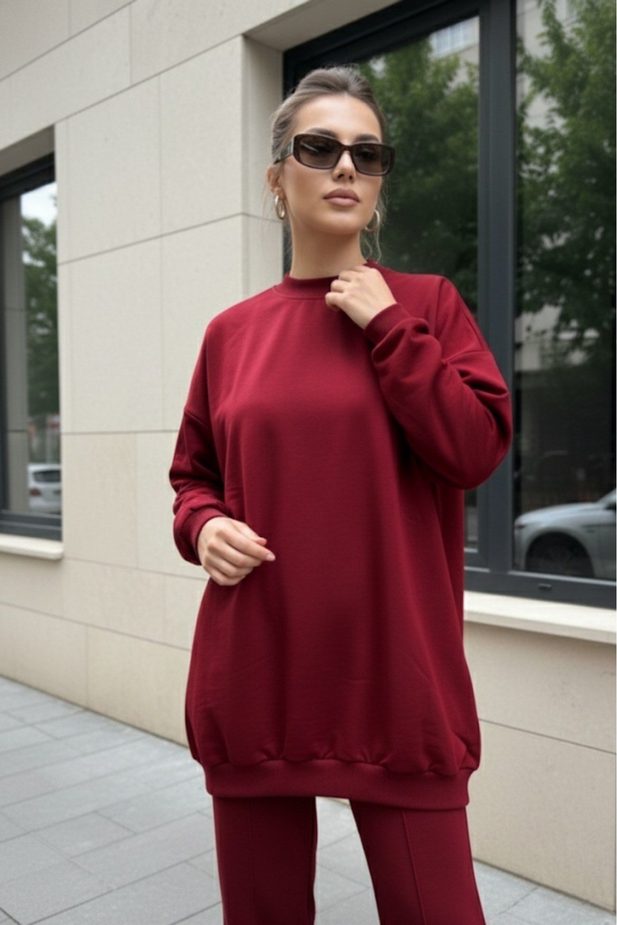 Kadın İki İplik Çımalı Oversize Eşofman Takım