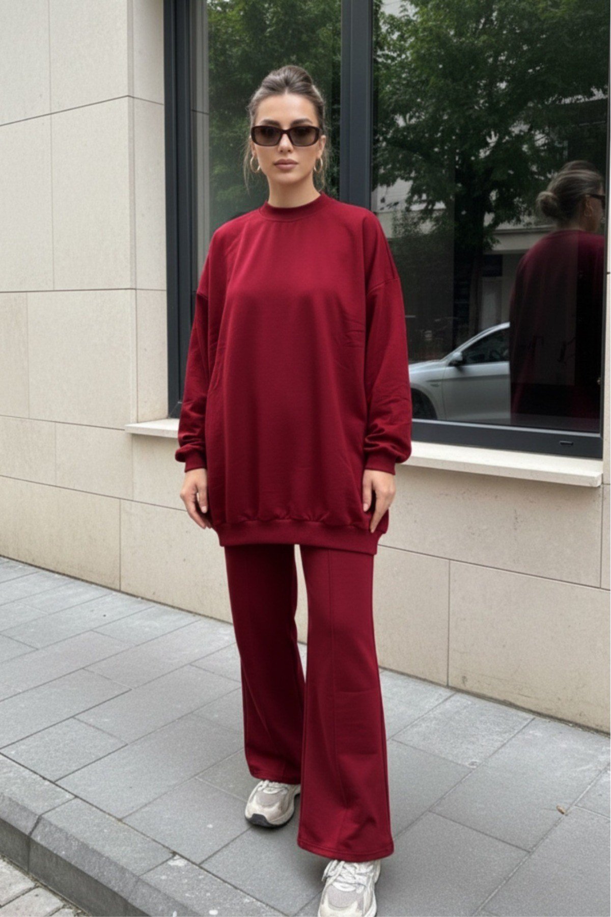 Kadın İki İplik Çımalı Oversize Eşofman Takım