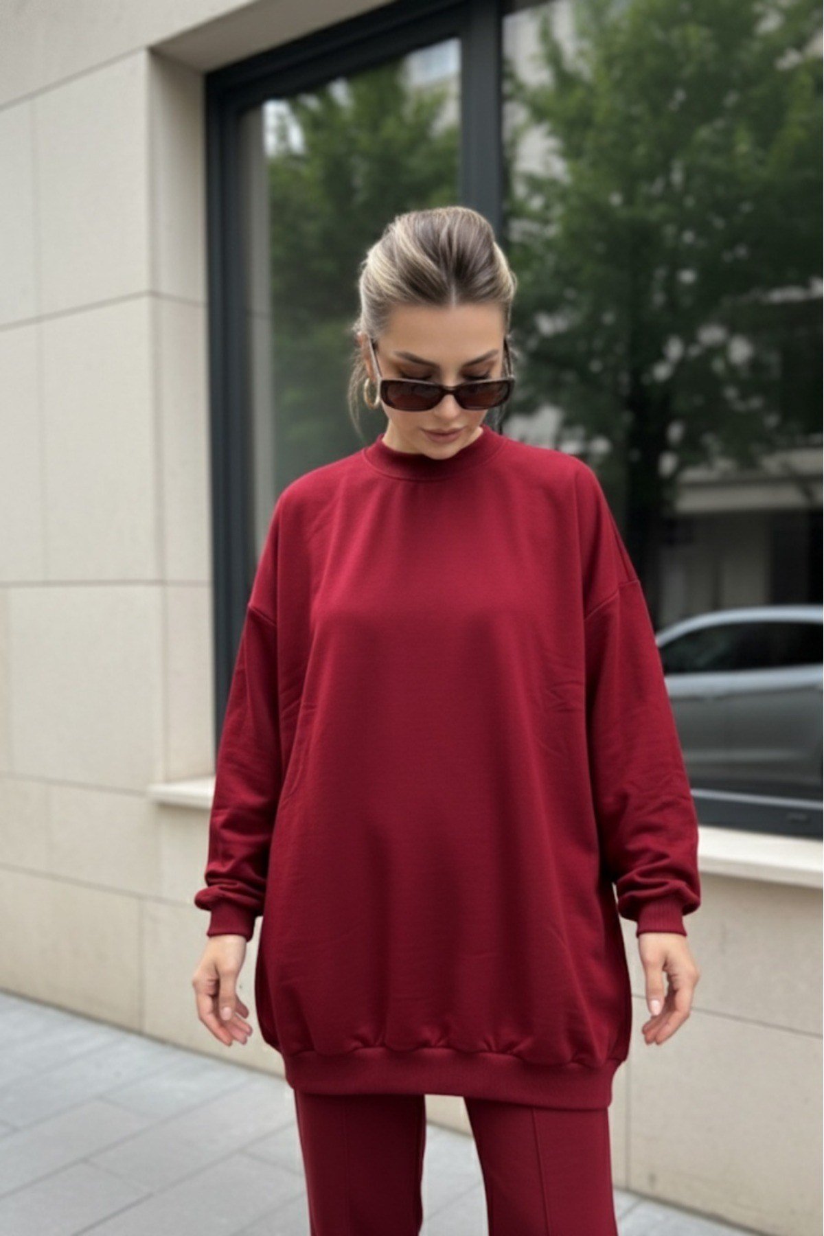 Kadın İki İplik Çımalı Oversize Eşofman Takım