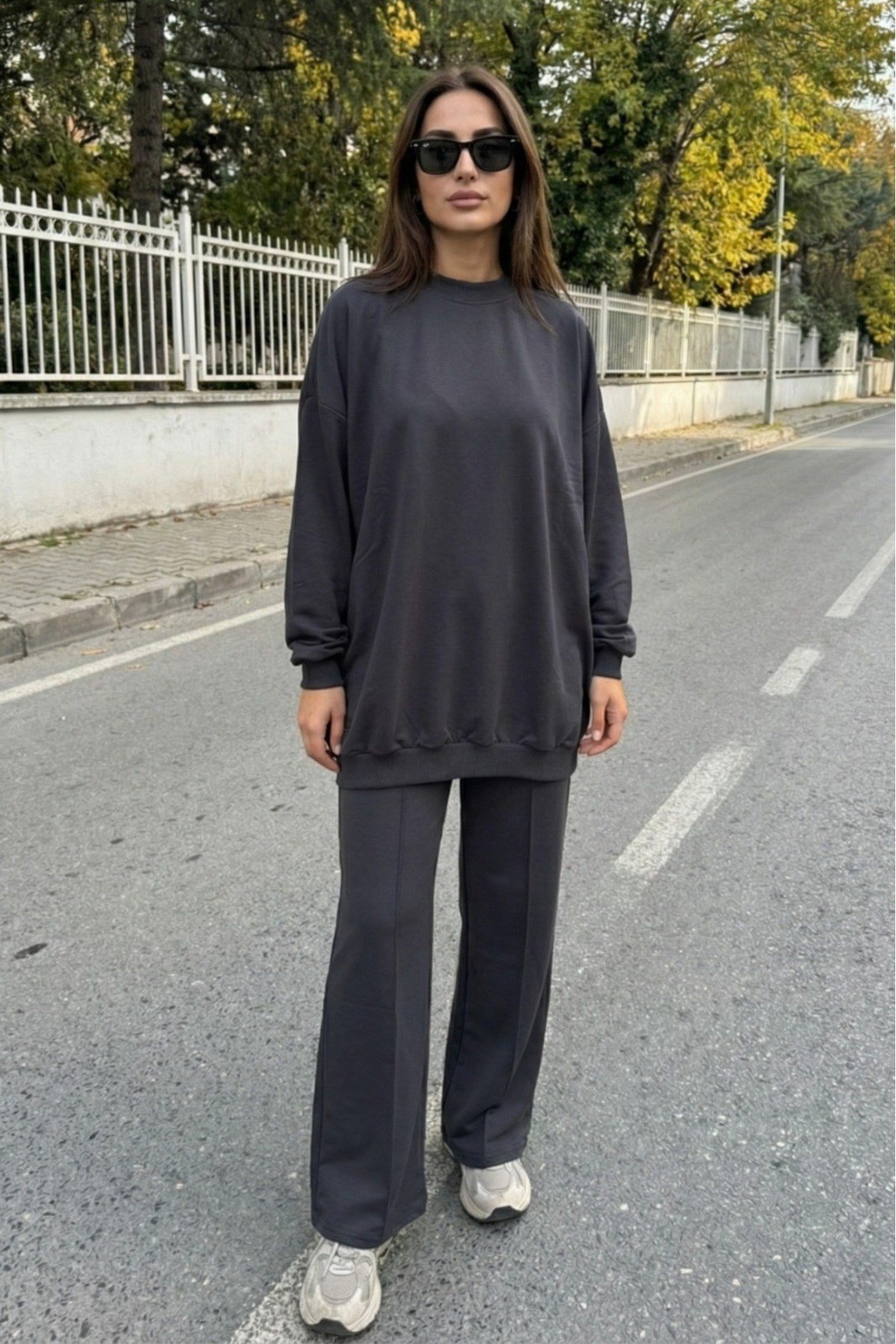 Kadın İki İplik Çımalı Oversize Eşofman Takım