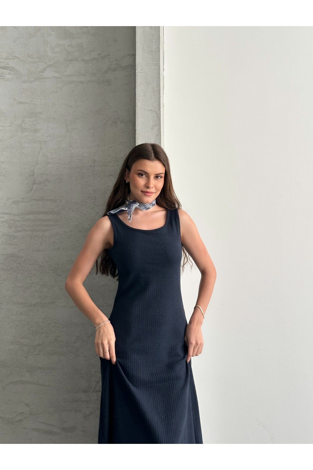 Kadın Şardonlu Elbise Crop Bluz İkili Takım