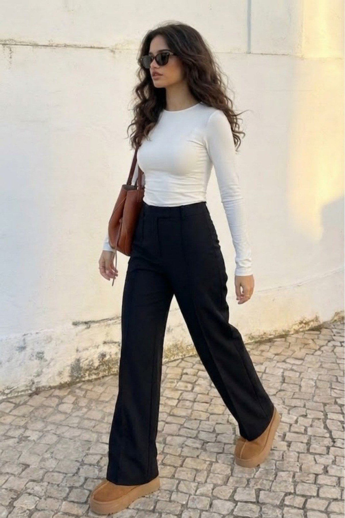Kadın Selanik Kumaş Beli Lastikli Çimalı Pantolon