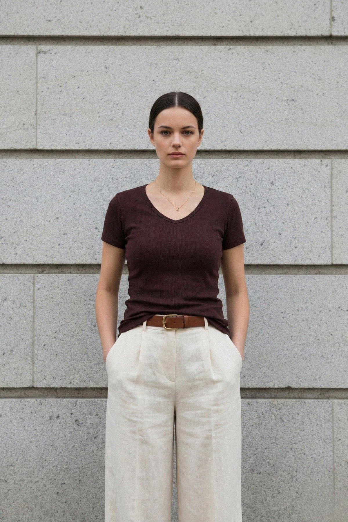 Kadın V Yaka Kısa Kollu Basic Buzzy Body