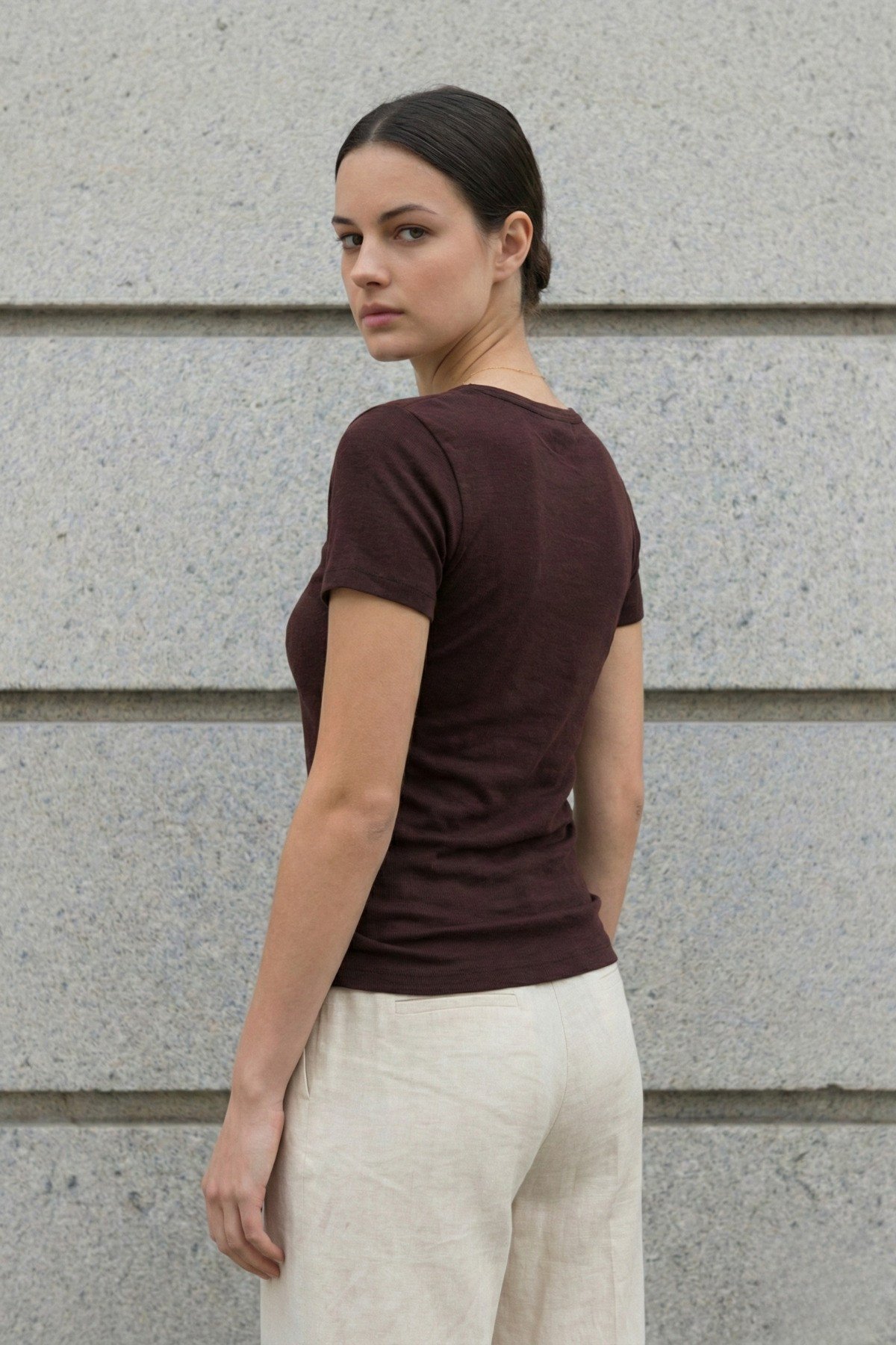 Kadın V Yaka Kısa Kollu Basic Buzzy Body
