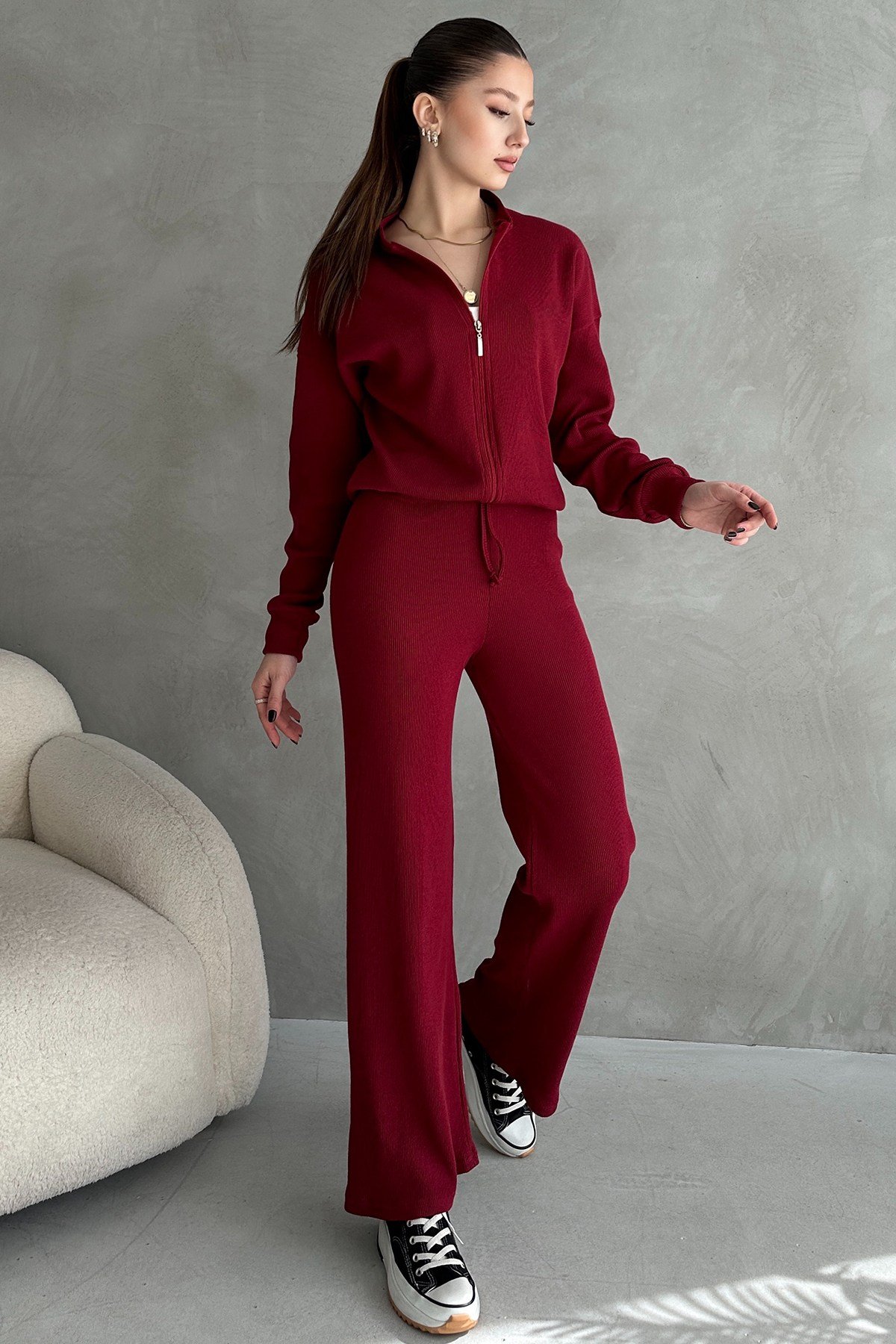Kaşkorse Pantolon Bomber Ceket Kadın Alt Üst Takım