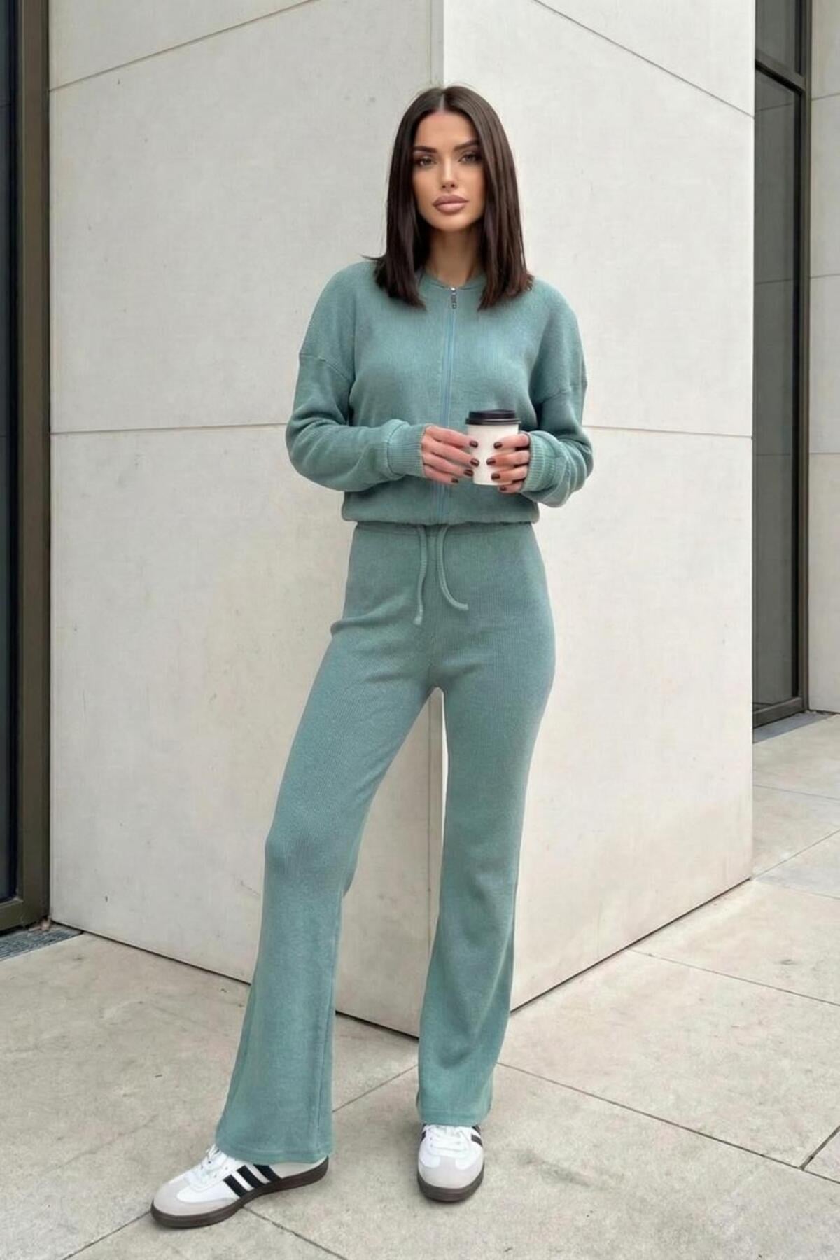 Kaşkorse Pantolon Bomber Ceket Kadın Alt Üst Takım