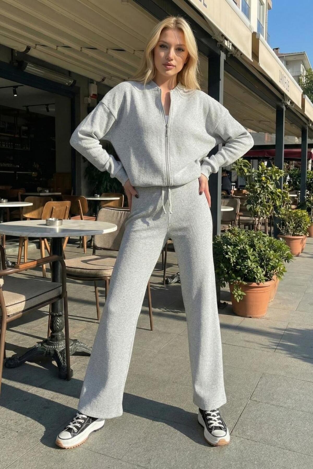 Kaşkorse Pantolon Bomber Ceket Kadın Alt Üst Takım