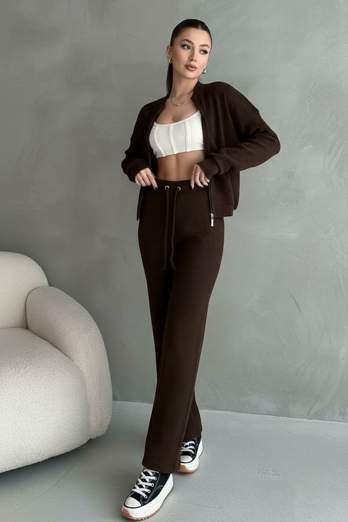 Kaşkorse Pantolon Bomber Ceket Kadın Alt Üst Takım