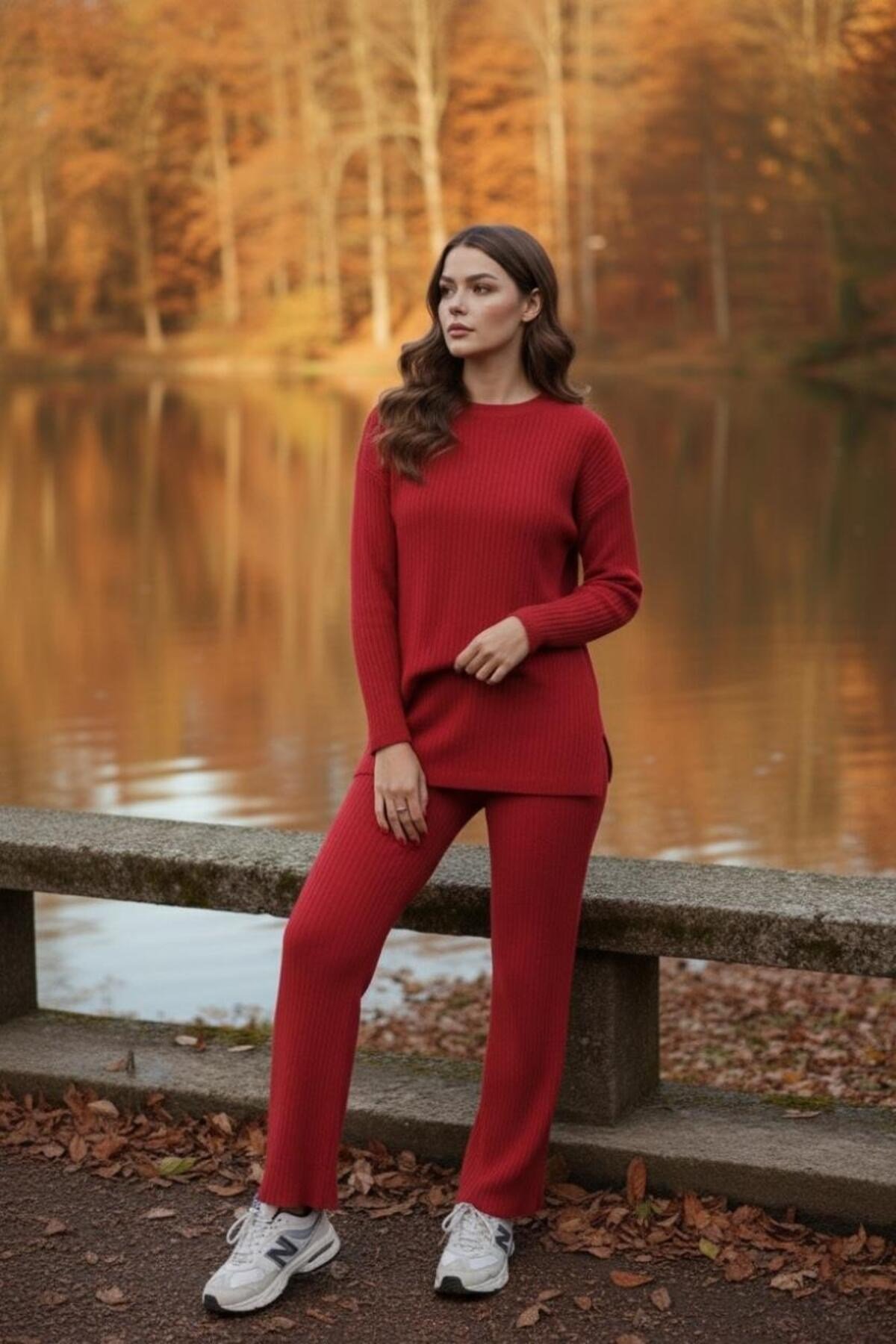 Pamuklu Fitilli Kadın Bluz Pantolon İkili Takım