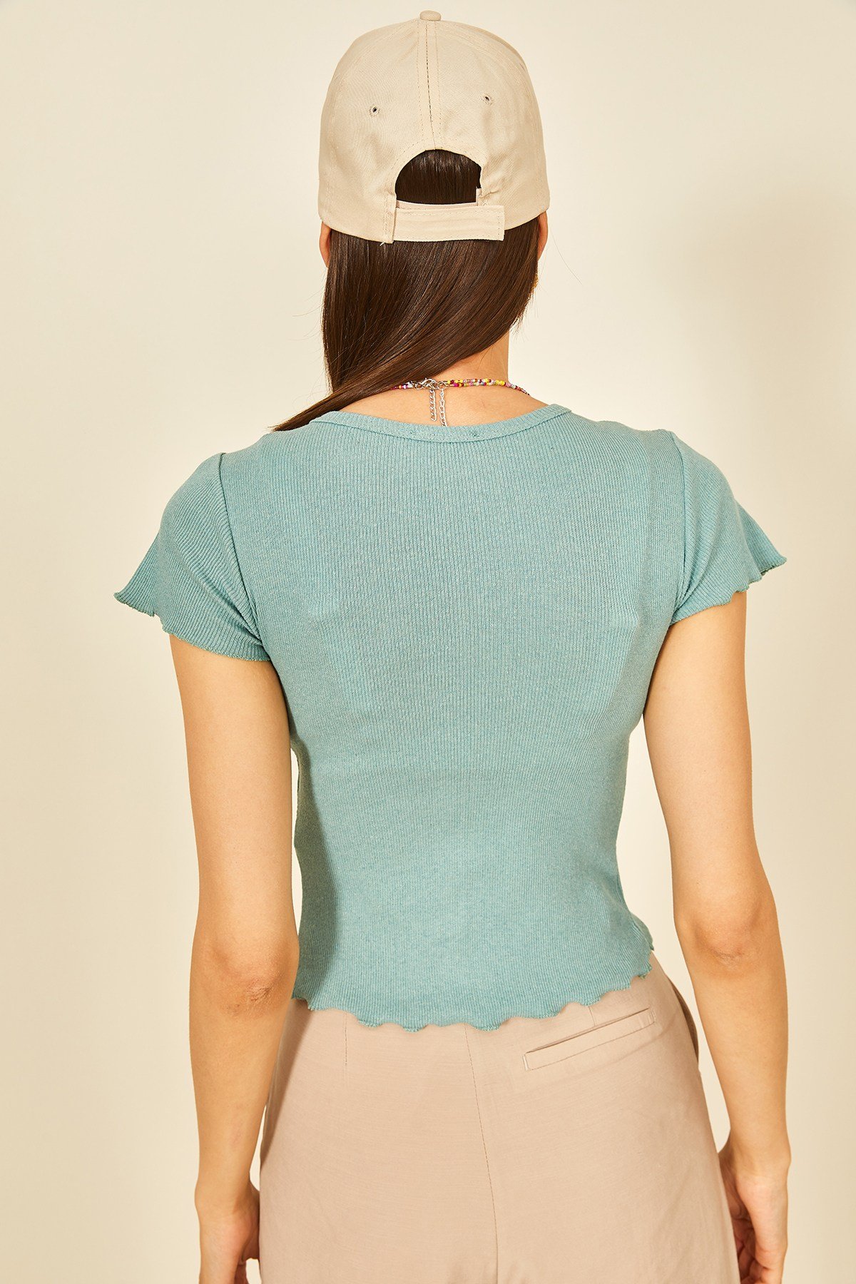 Parlak Yeşil Kaşkorse Bisiklet Yaka Body