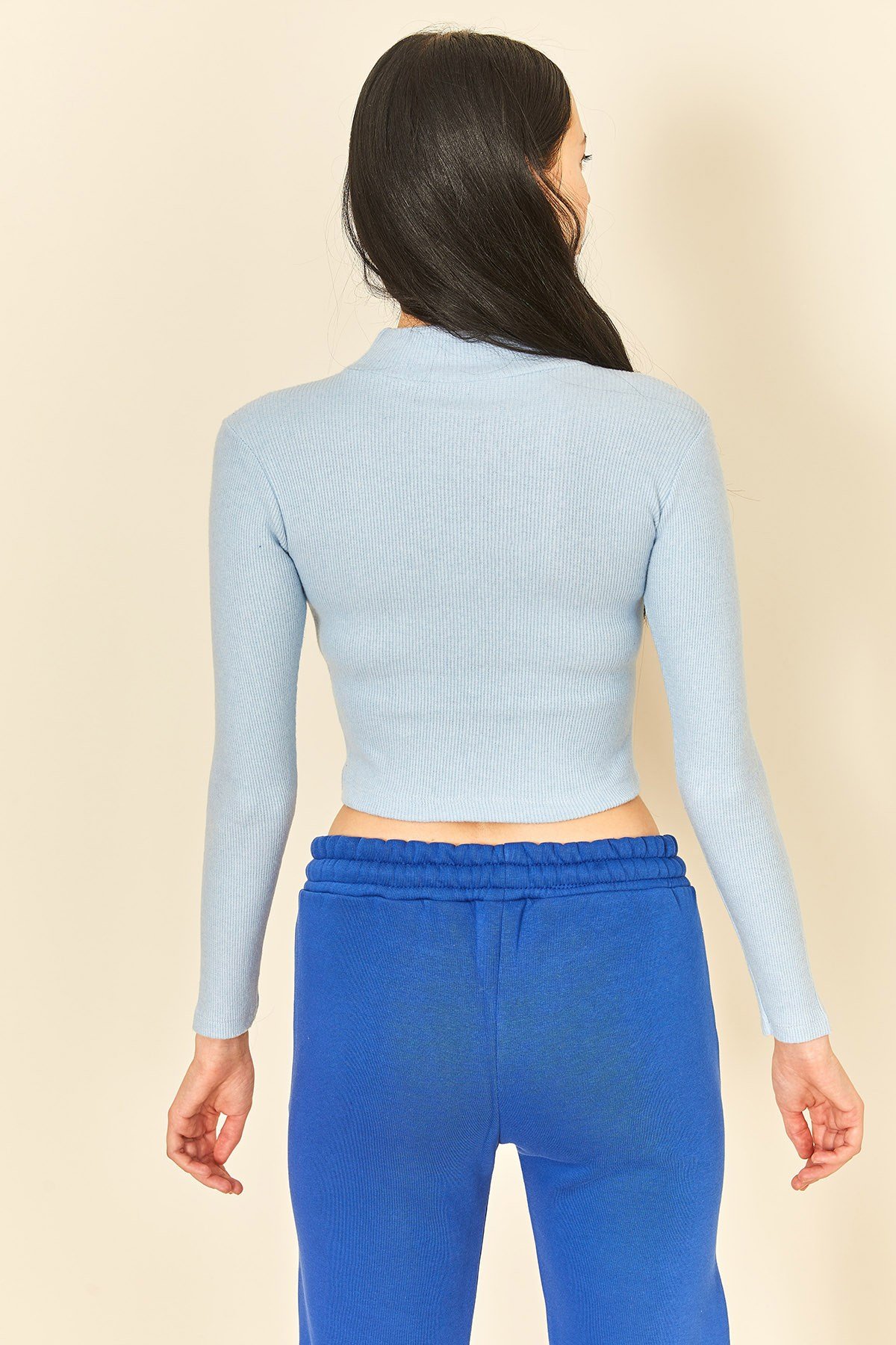 Parlak Yeşil Kaşkorse Uzun Kollu Yarım Balıkçı Yaka Body