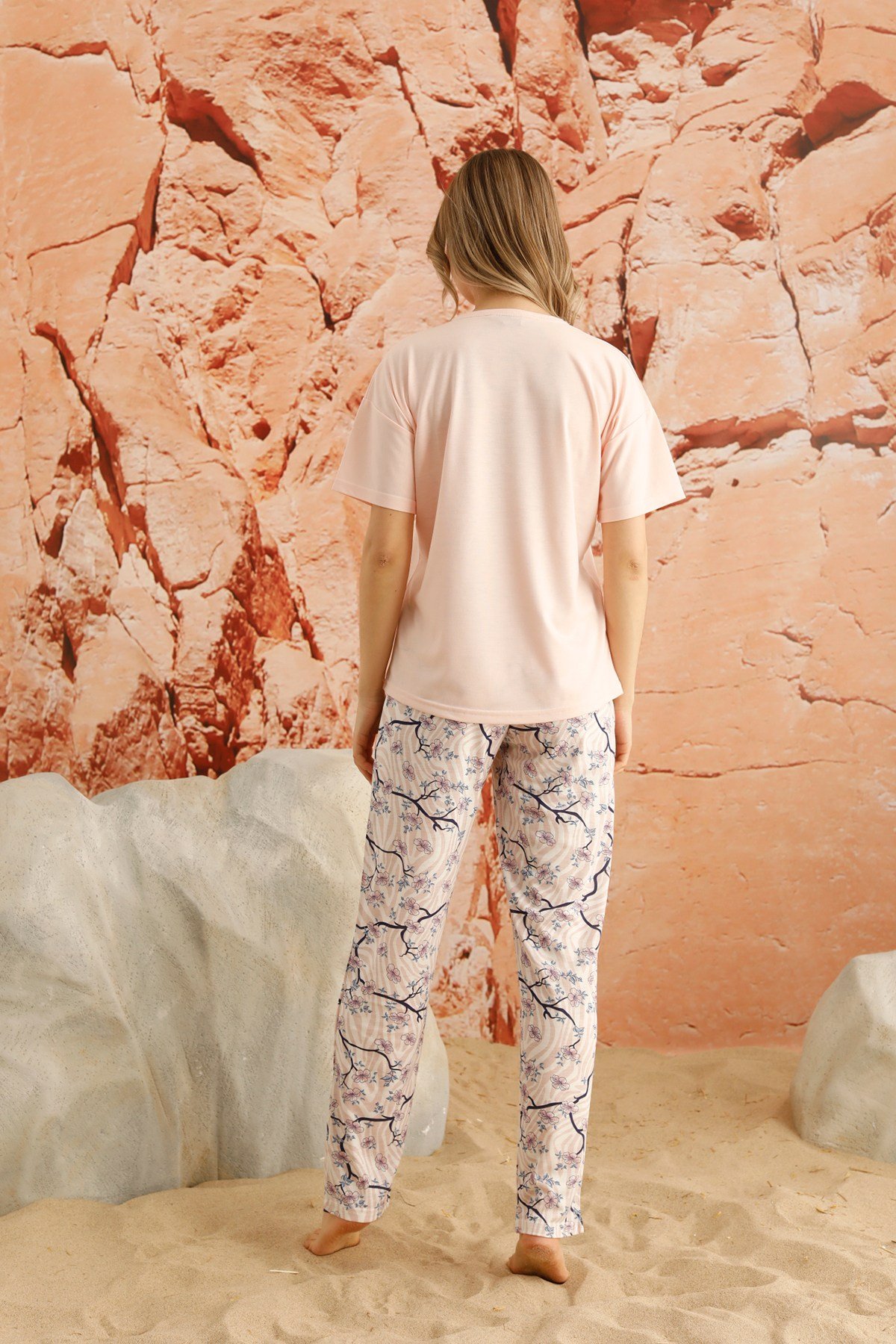 Renkli Kısa Kollu Kadın Pijama Takımı