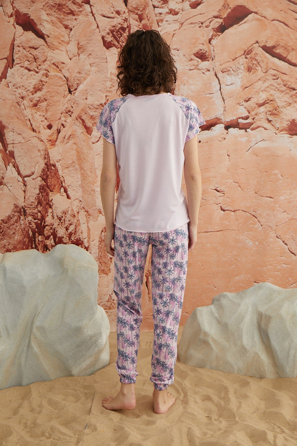 Renkli Kısa Kollu Kadın Pijama Takımı