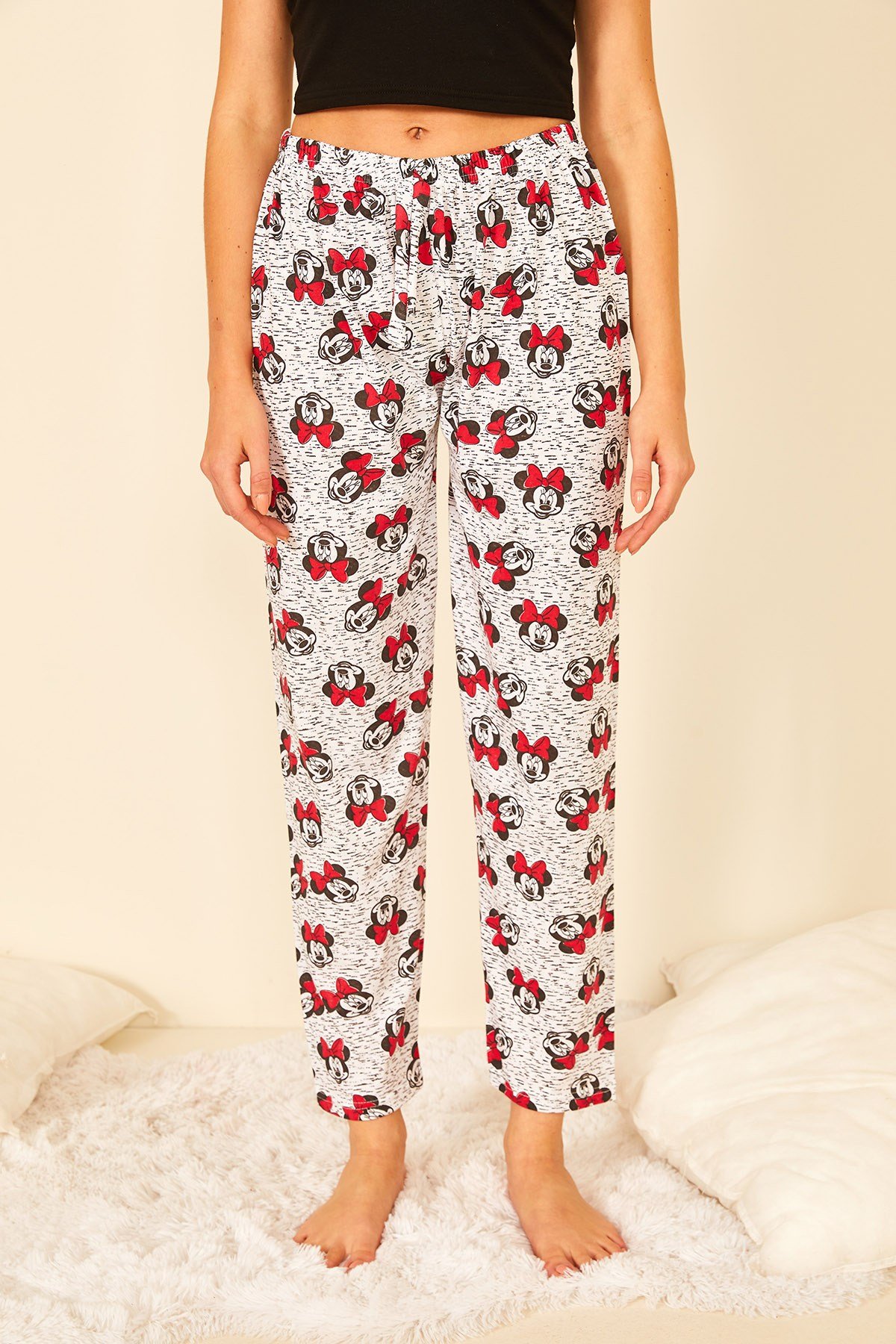 Renkli Pamuklu Baskılı Kadın Pijama Altı
