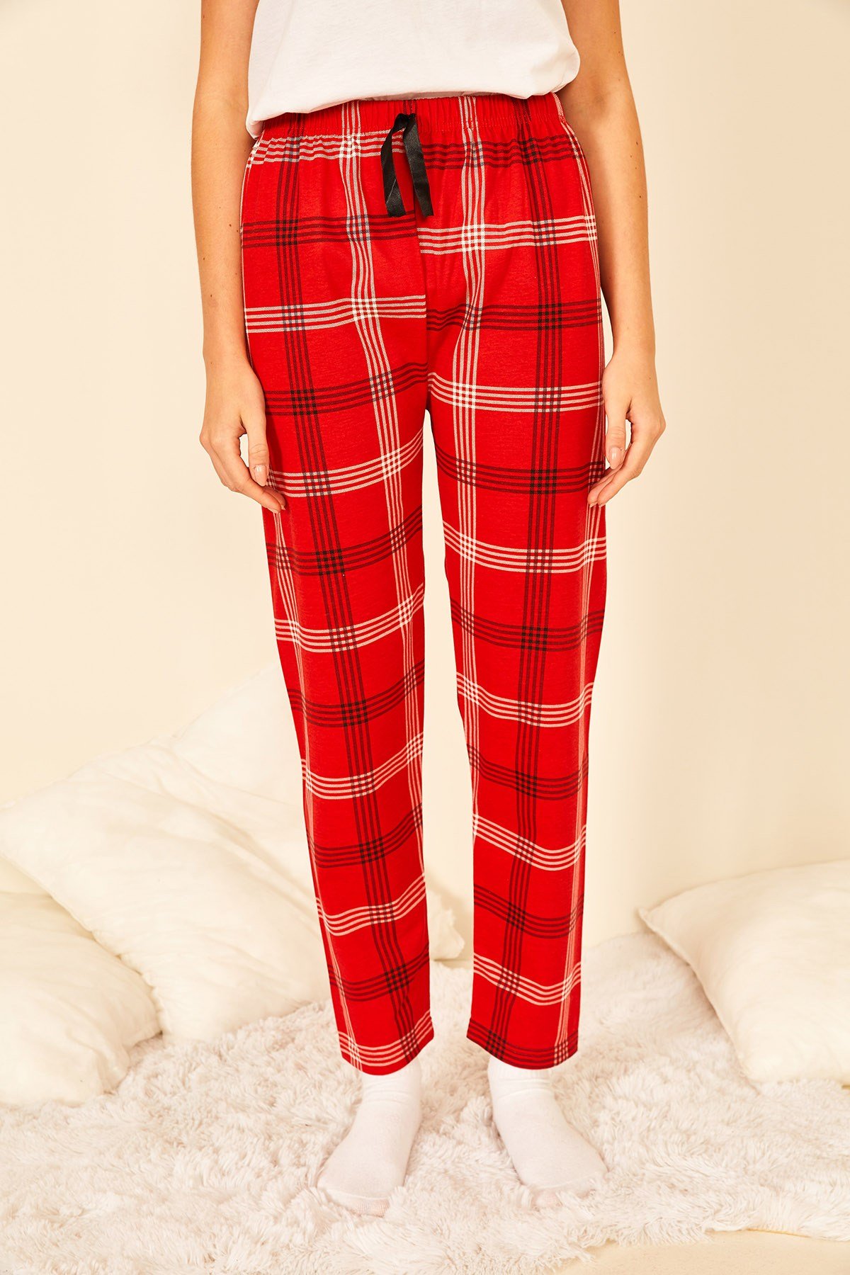 Renkli Pamuklu Baskılı Kadın Pijama Altı