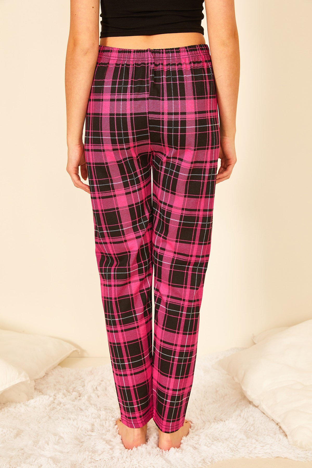 Renkli Pamuklu Baskılı Kadın Pijama Altı