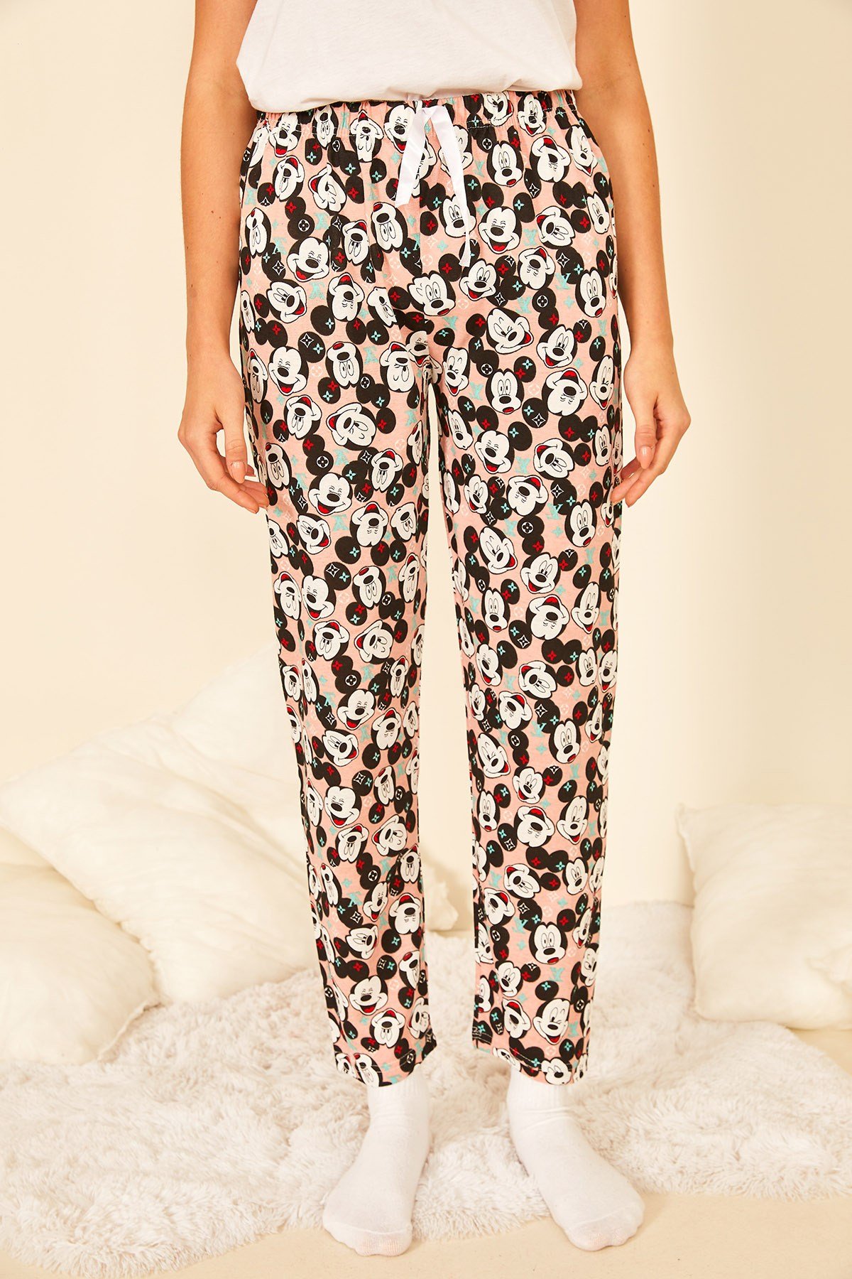Renkli Pamuklu Baskılı Kadın Pijama Altı