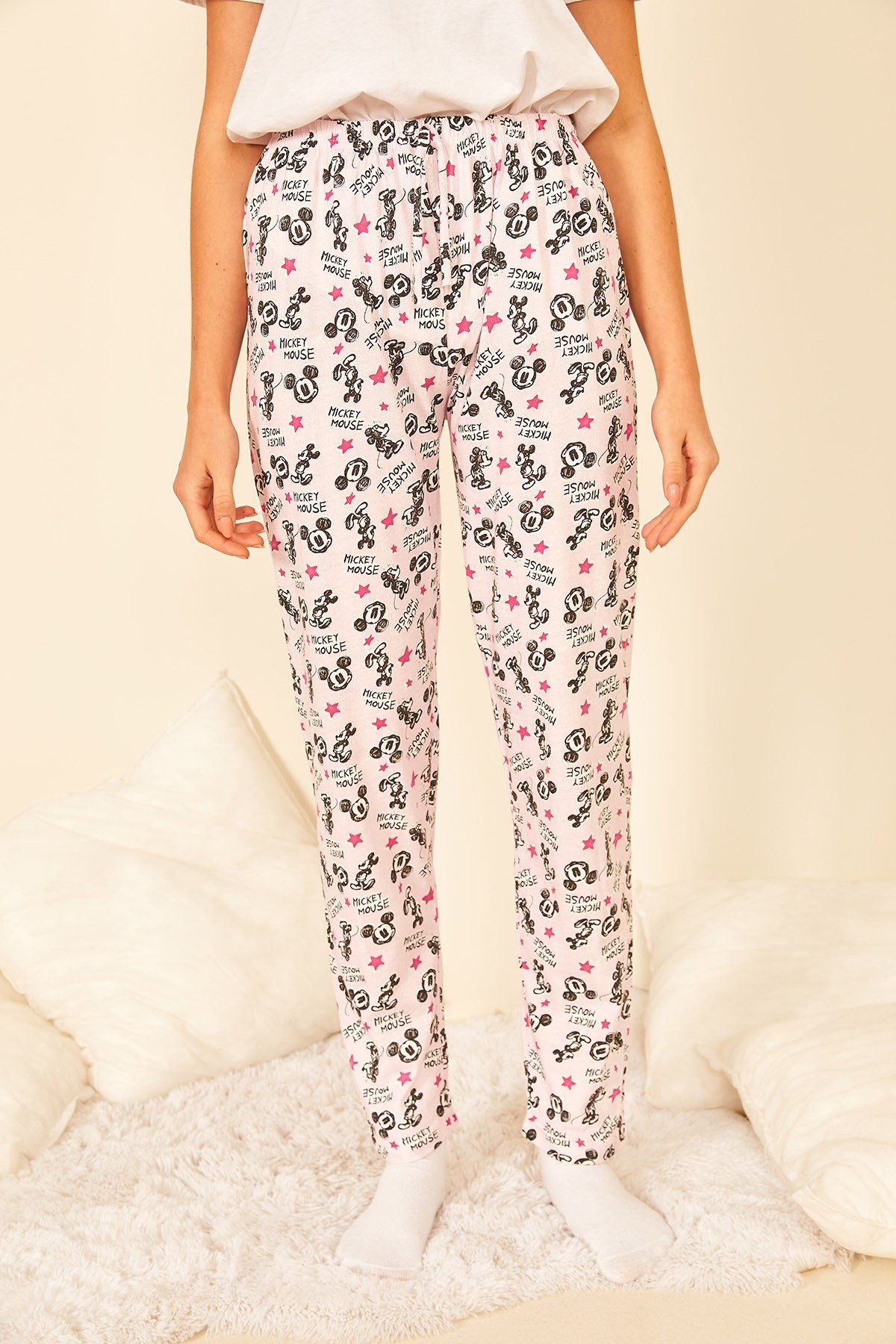 Renkli Pamuklu Baskılı Kadın Pijama Altı
