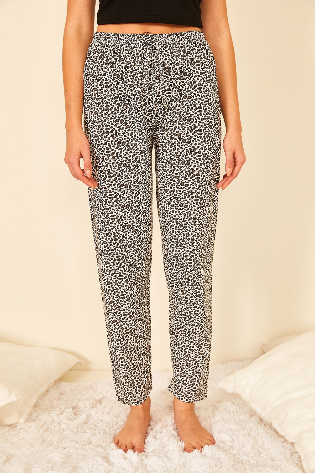 Renkli Pamuklu Baskılı Kadın Pijama Altı