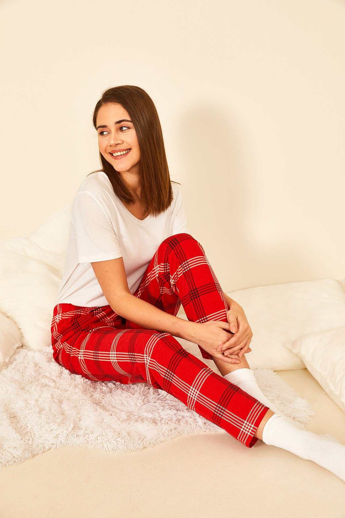 Renkli Pamuklu Baskılı Kadın Pijama Altı