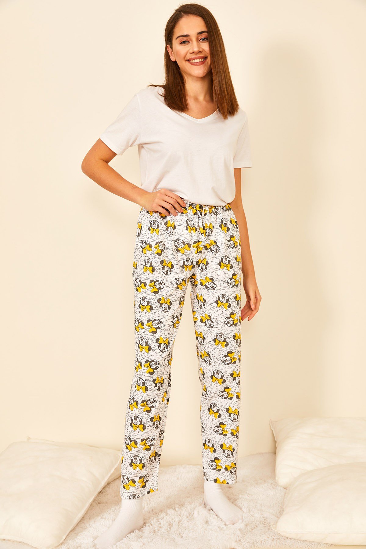 Renkli Pamuklu Baskılı Kadın Pijama Altı